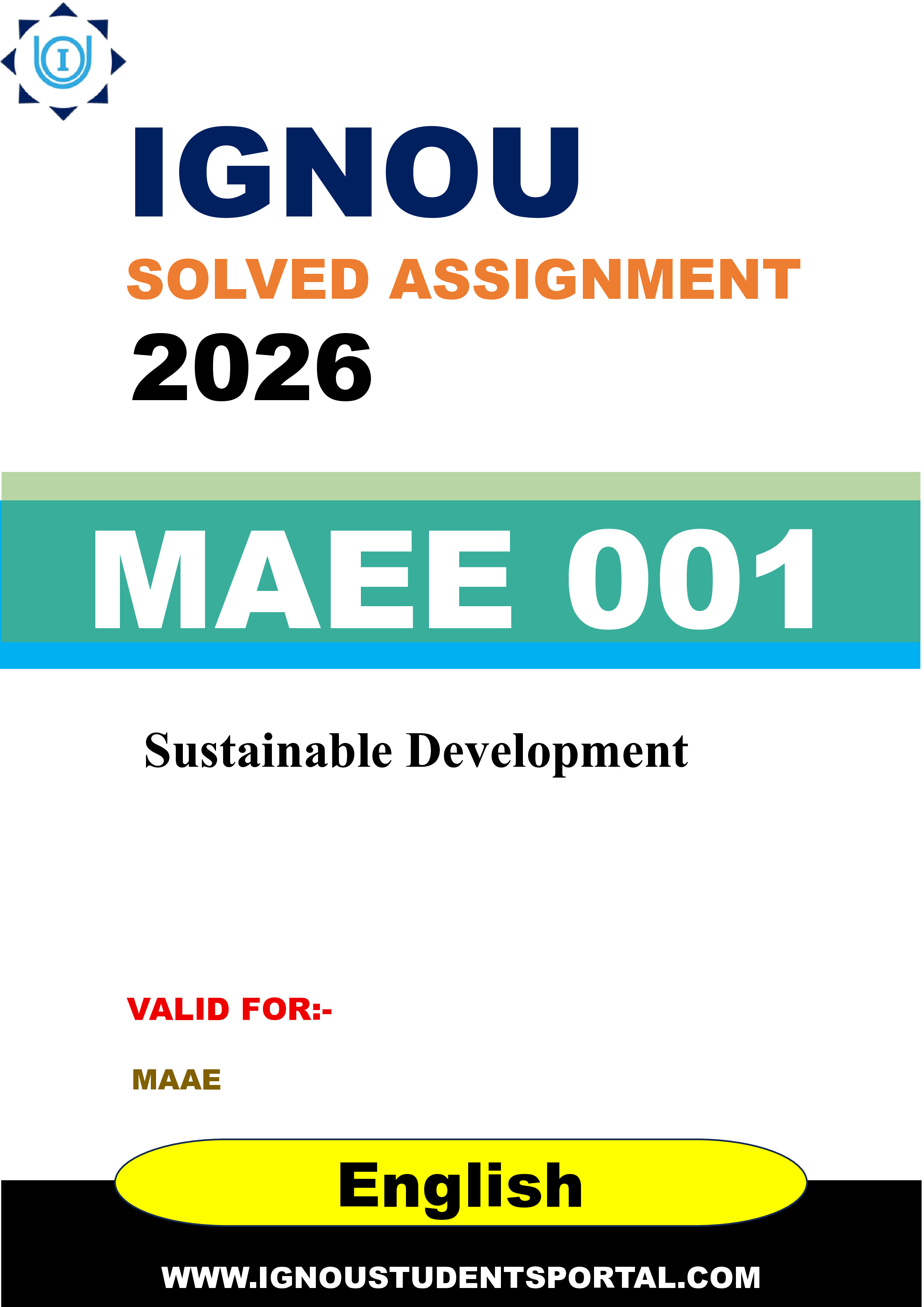 IGNOU MAEE 001 Solved Assignment 2026-26: Sustainable Development (English Medium) | IGNOU Students Portal