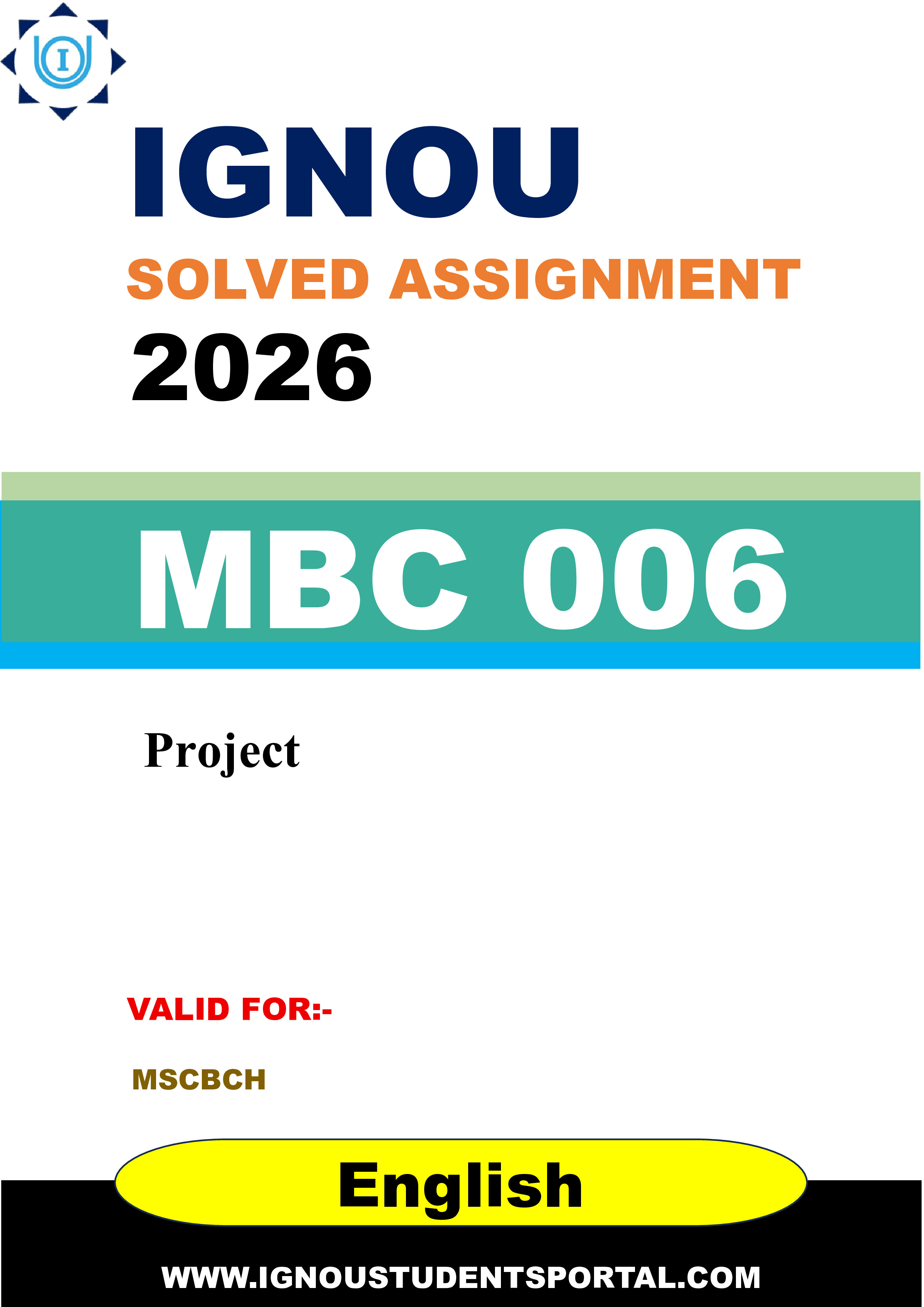 IGNOU MBC 006 Solved Assignment 2026-26: RECOMBINANT DNA TECHNOLOGY AND ITS APPLICATIONS (English Medium) | IGNOU Students Portal