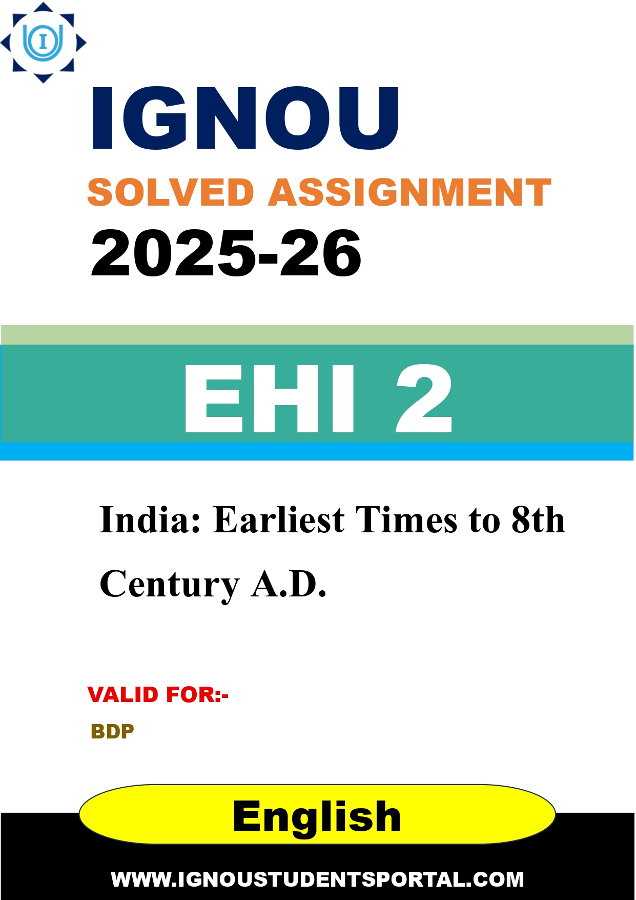 IGNOU EHI 2 Solved Assignment 2025-2026 (English Medium) – Download PDF