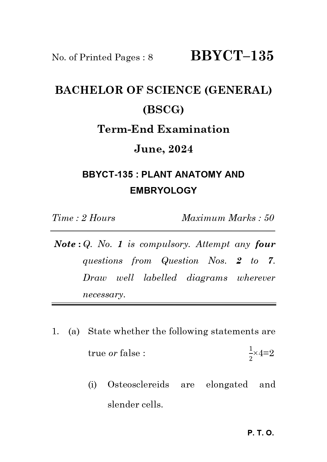 IGNOU BBYCT 135 Solved Previous Year Question Paper – June 2024 (English Medium) – Download PDF