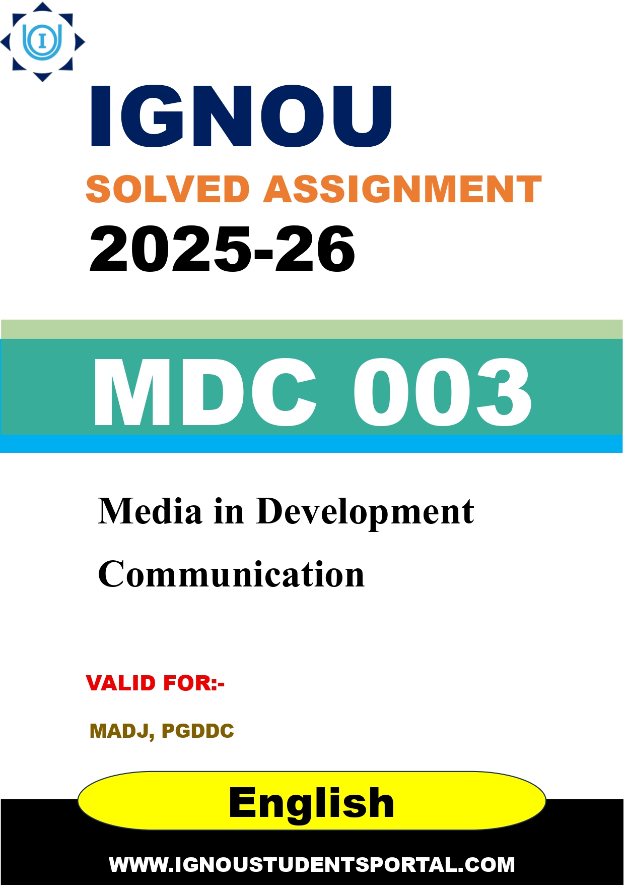 IGNOU MDC 003 Solved Assignment 2025-2026 (English Medium) – Download PDF