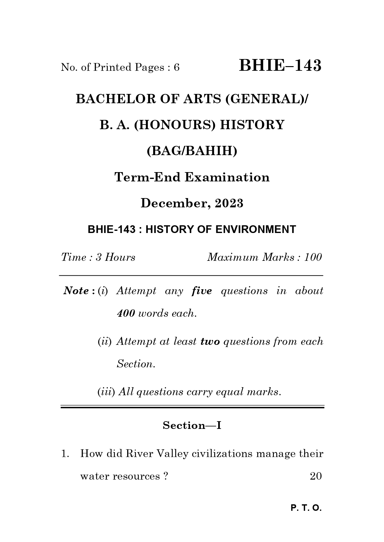 IGNOU BHIE 143 Solved Previous Year Question Paper – December 2023 (English Medium) – Download PDF