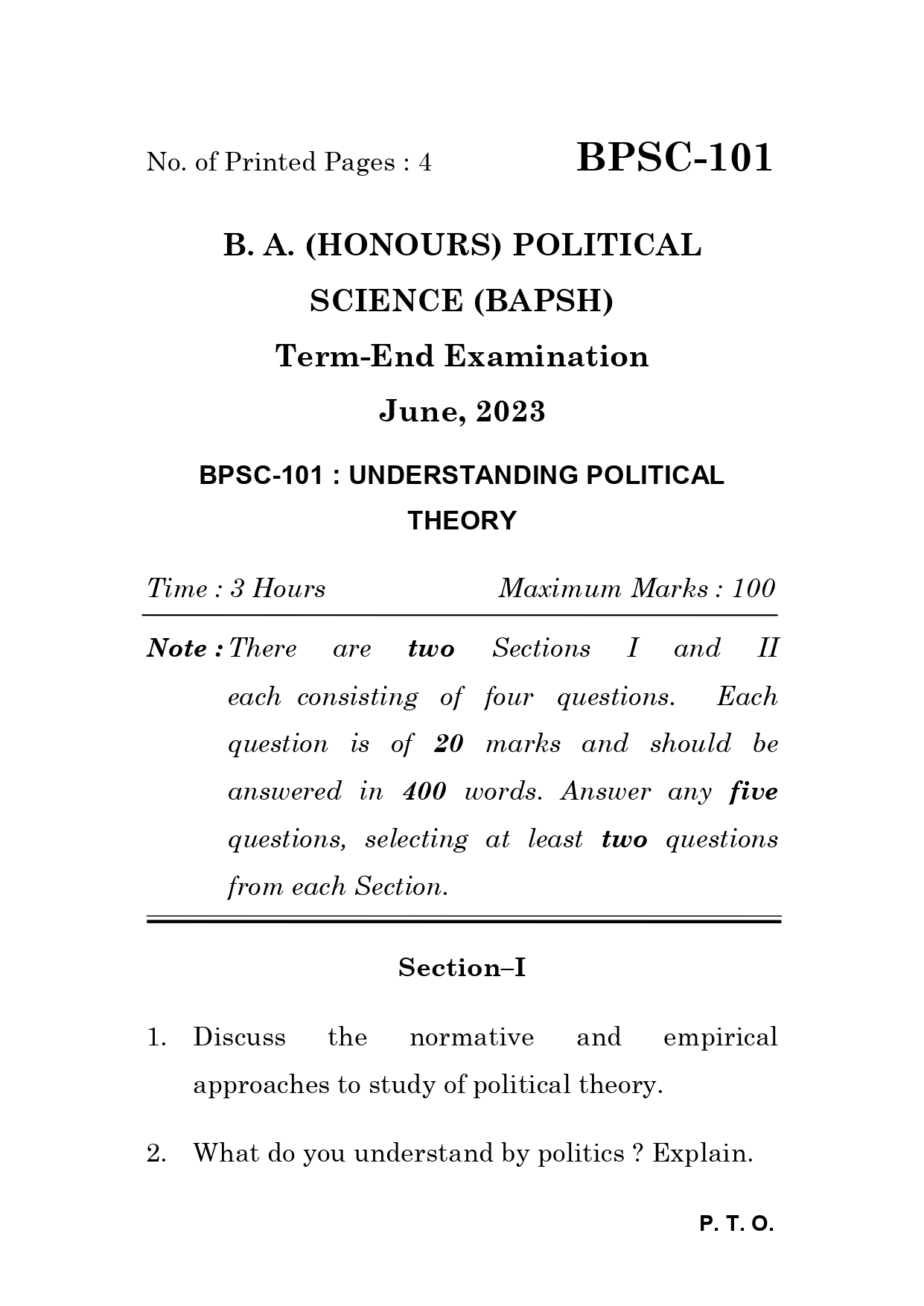 IGNOU BPSC 101 Solved Previous Year Question Paper – June 2023 (Hindi Medium) – Download PDF