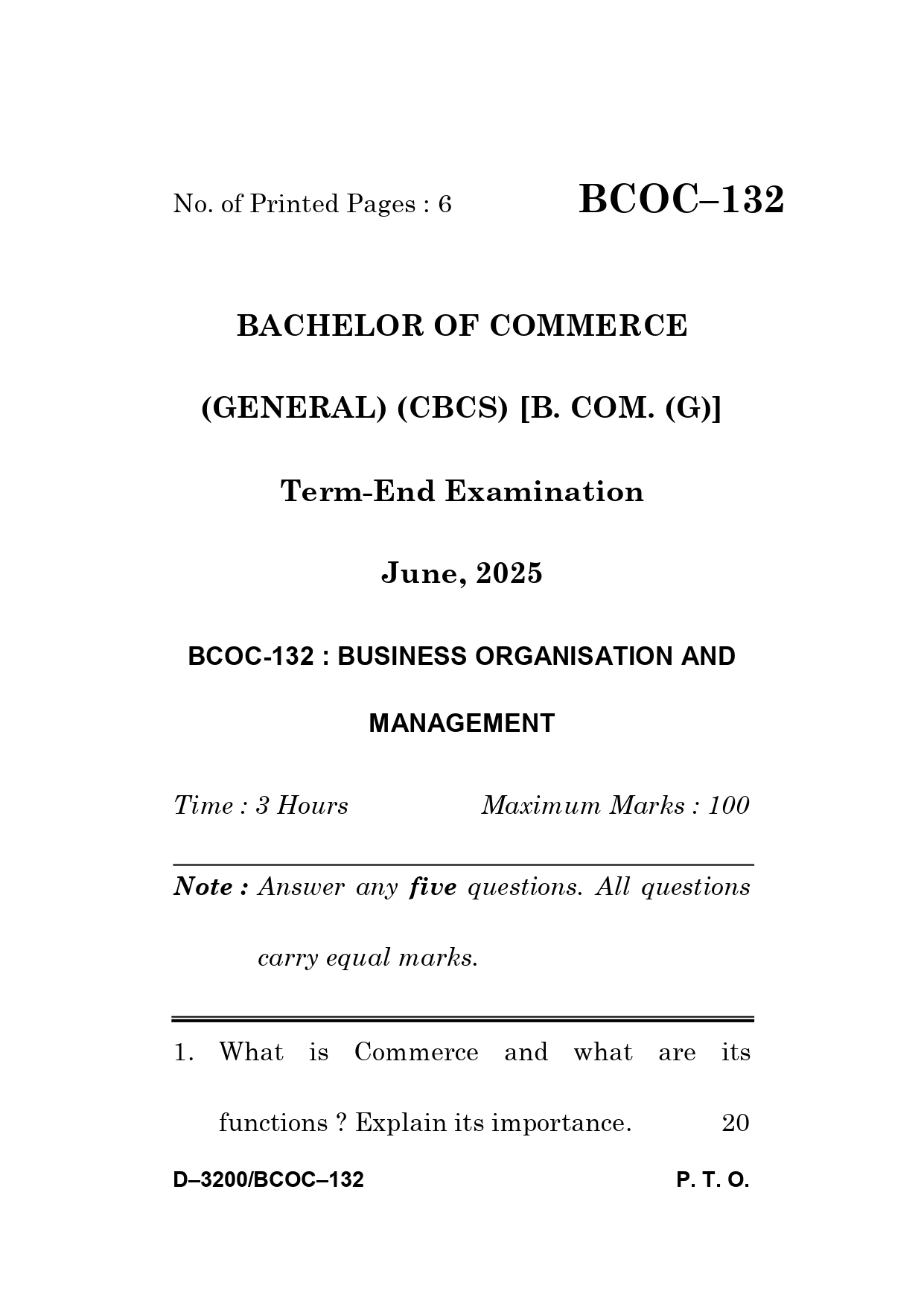 IGNOU BCOC 132 Solved Previous Year Question Paper –JUNE 2025 (ENGLISH Medium) – Download PDF