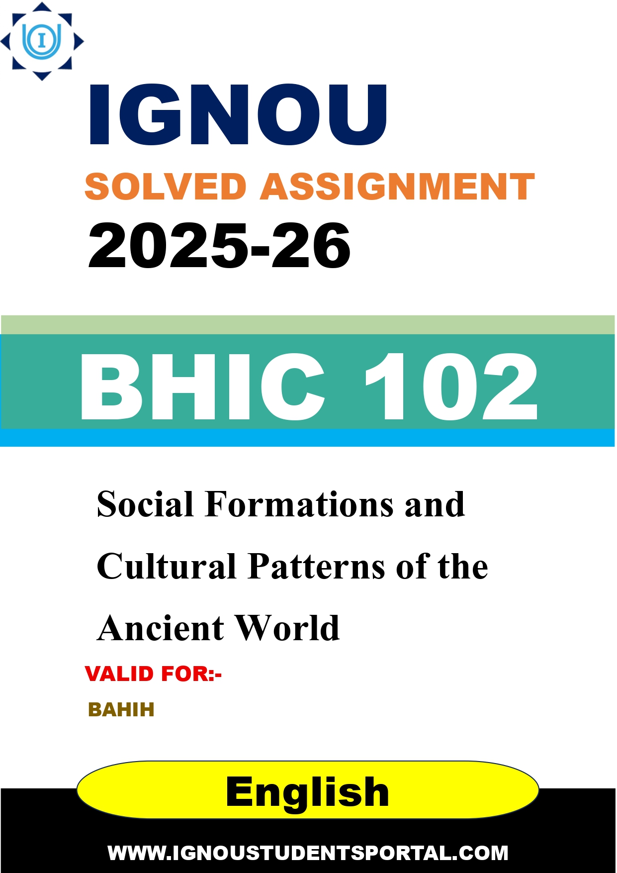 IGNOU BHIC 102 Solved Assignment 2025-2026 (English Medium) – Download PDF