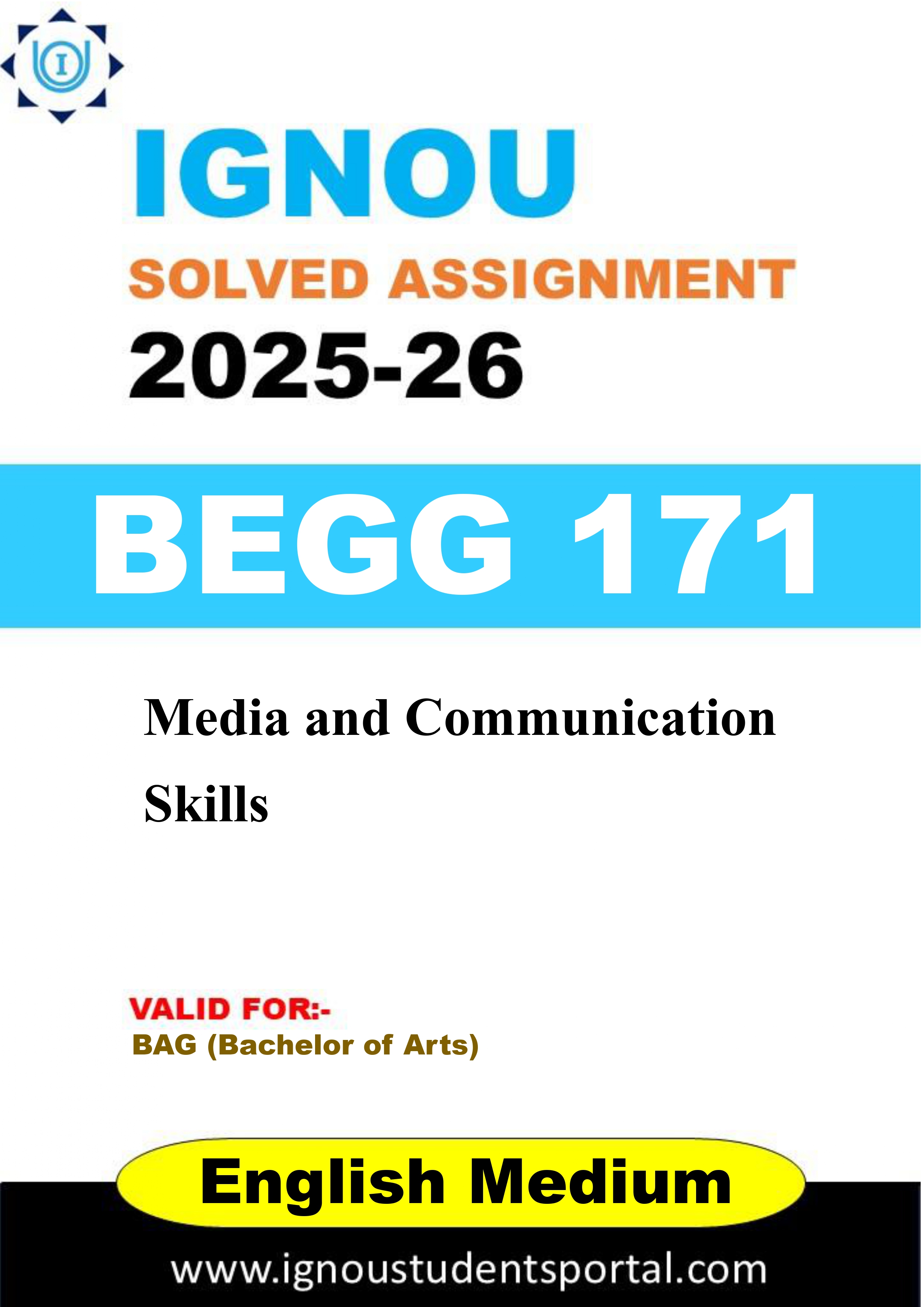 IGNOU BEGG 171 Solved Assignment 2025-2026 (ENGLISH Medium) – Download PDF