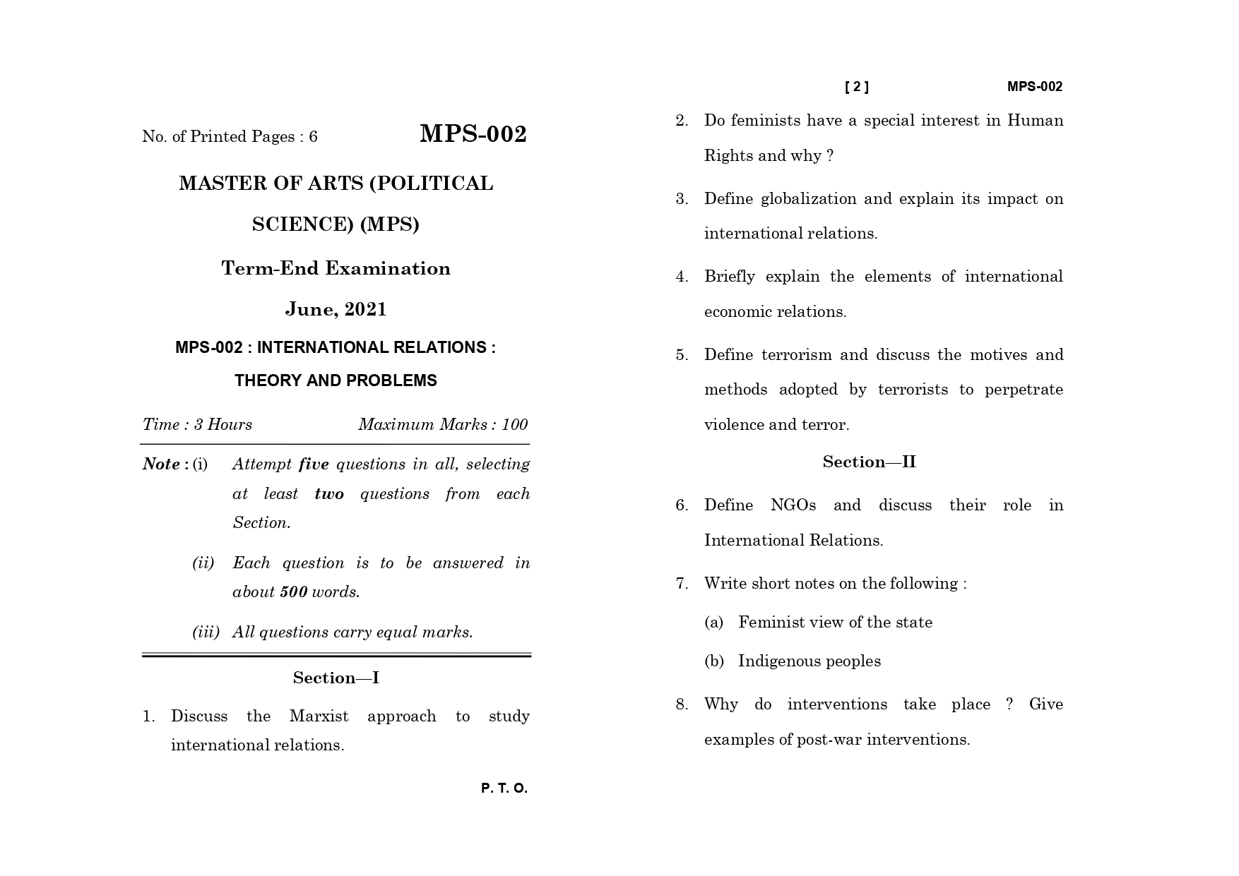 IGNOU MPS 002 Solved Previous Year Question Paper – JUNE 2021 (English Medium) – Download PDF