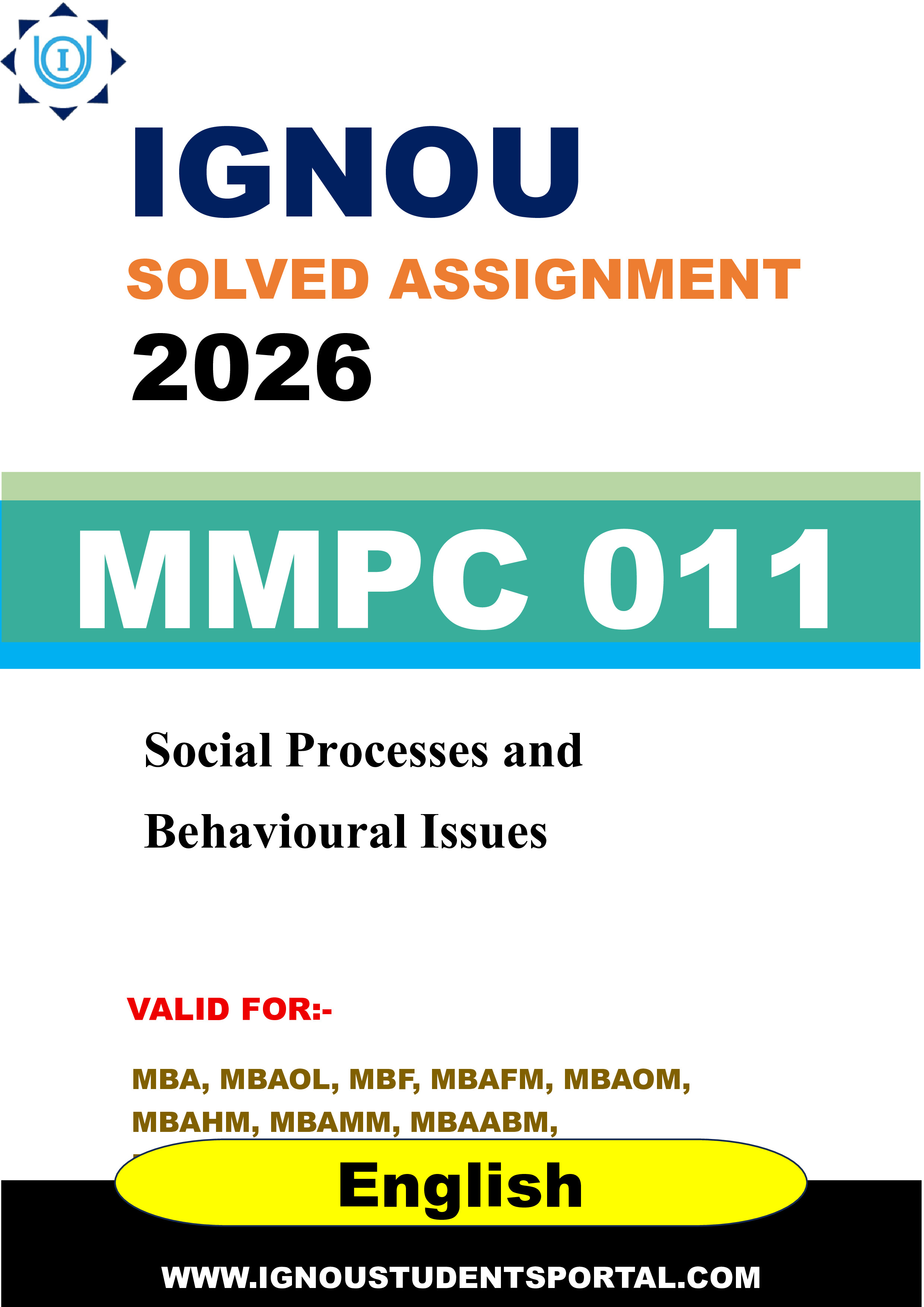 IGNOU MMPC 011 Solved Assignment 2026-26: Social Processes and Behavioural Issues (English Medium) | IGNOU Students Portal