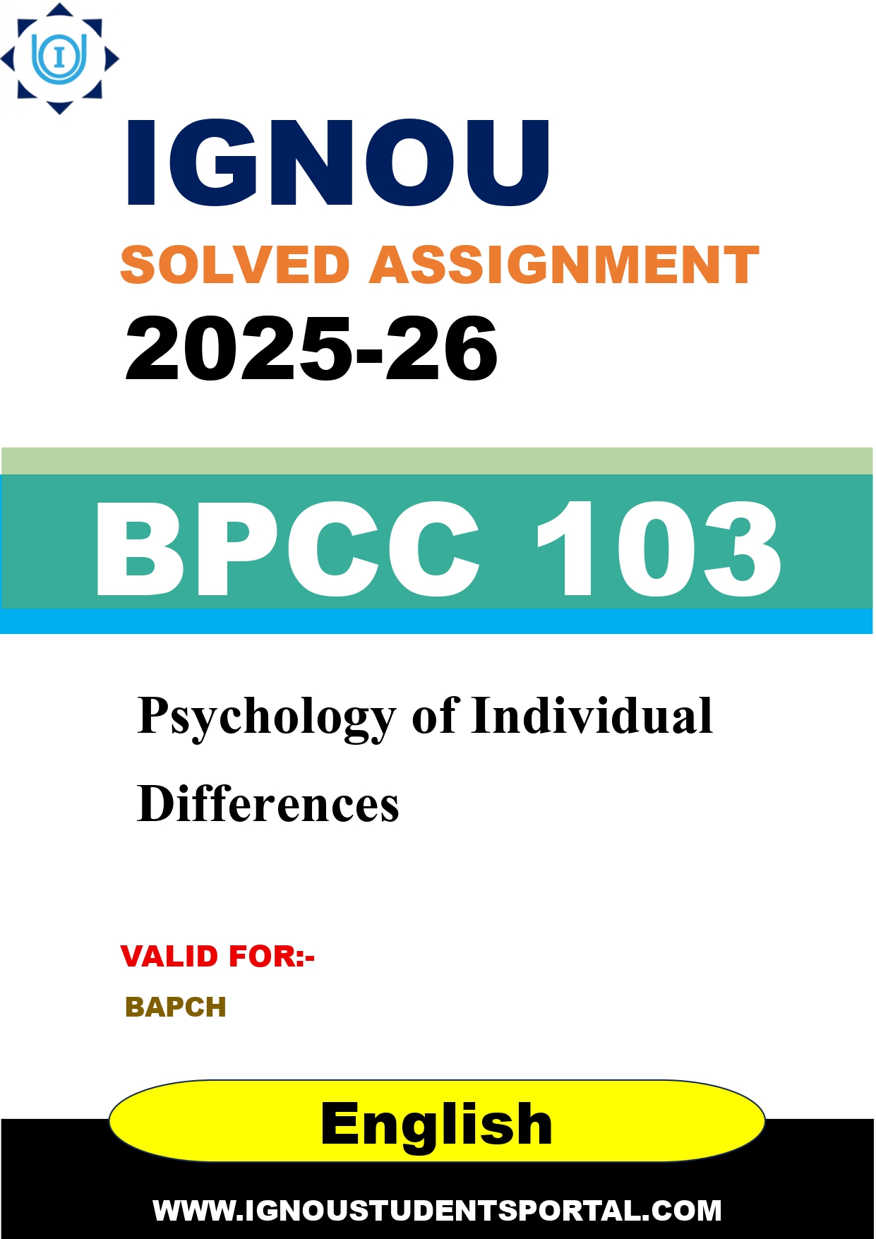 IGNOU BPCC 103 Solved Assignment 2025-2026 (English Medium) – Download PDF