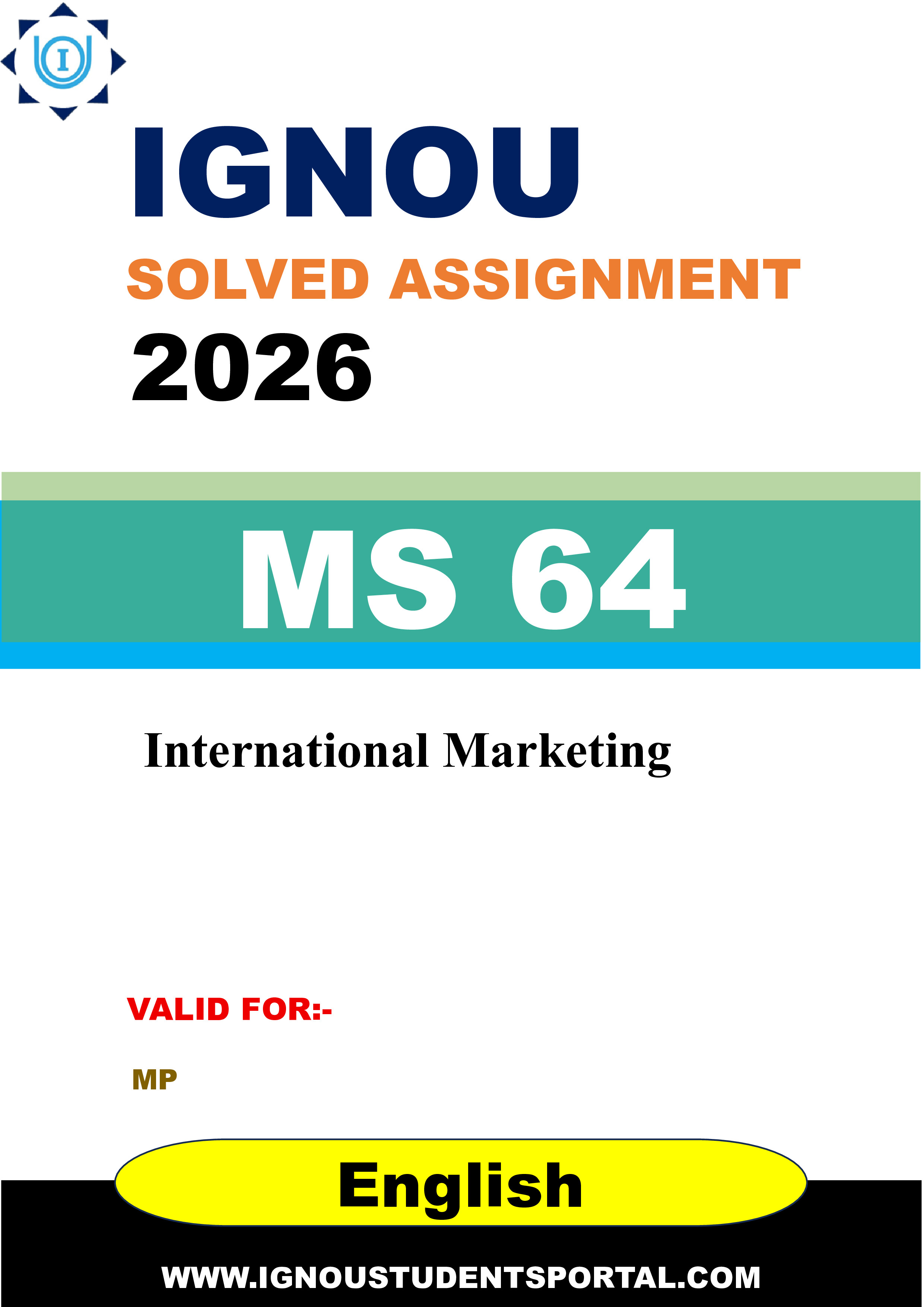 IGNOU MS 64 Solved Assignment 2026-26: International Marketing (English Medium) | IGNOU Students Portal