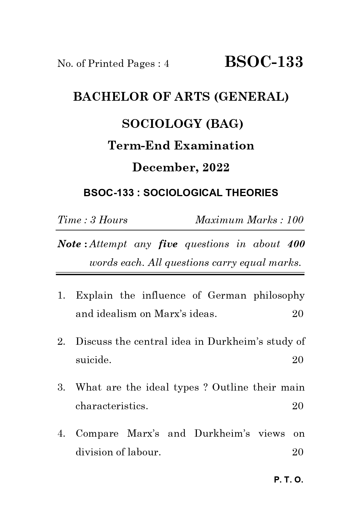 IGNOU BSOC 133 Solved Previous Year Question Paper – December 2022 (Hindi Medium) – Download PDF