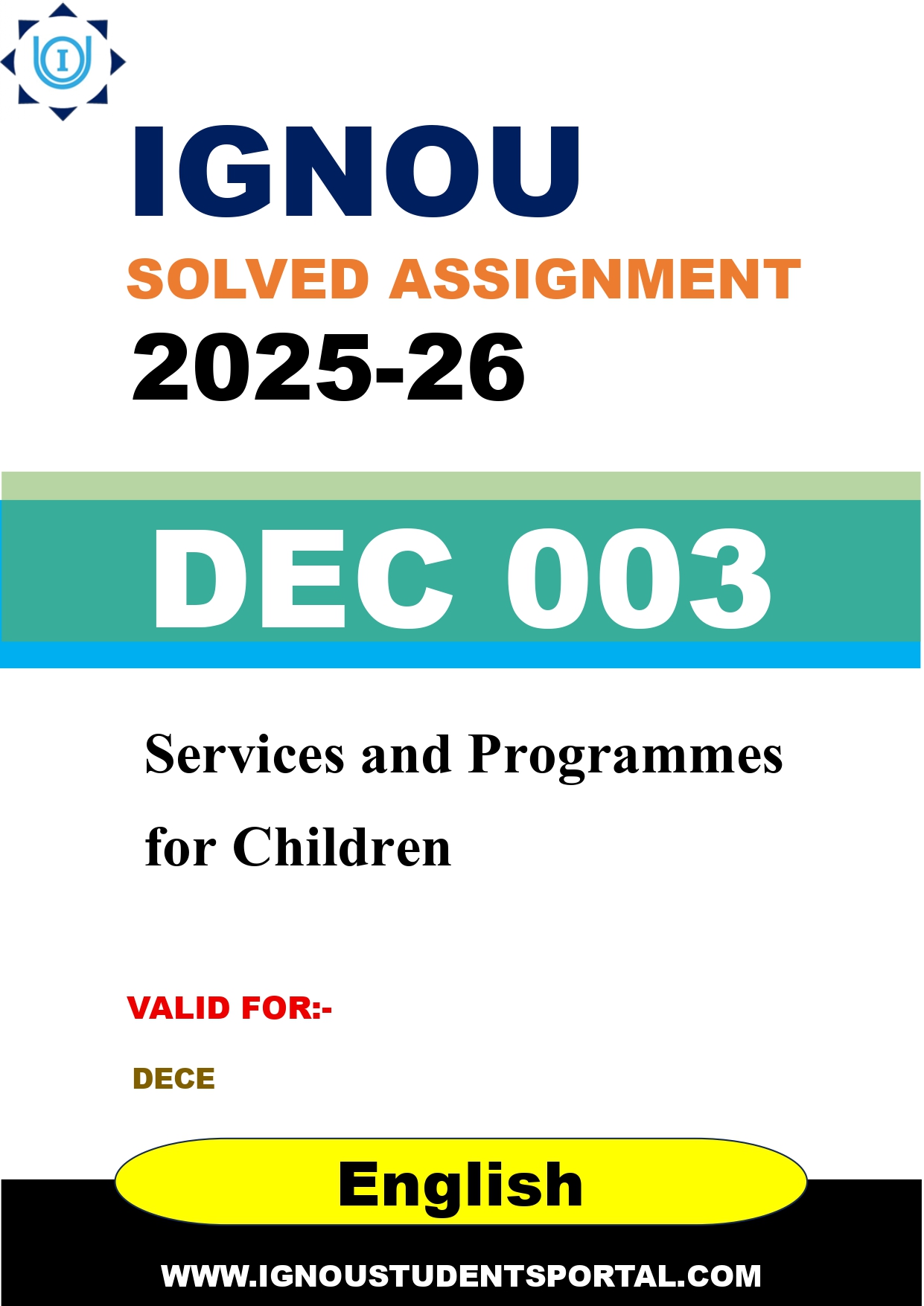 IGNOU DEC 003 Solved Assignment 2025-2026 (English Medium) – Download PDF