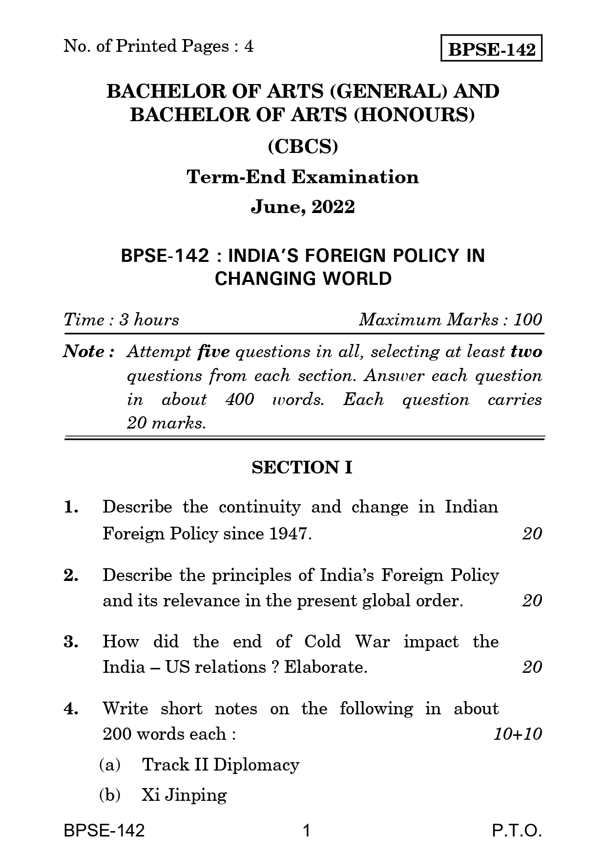 IGNOU BPSE 142 Solved Previous Year Question Paper – June 2022 (English Medium) – Download PDF