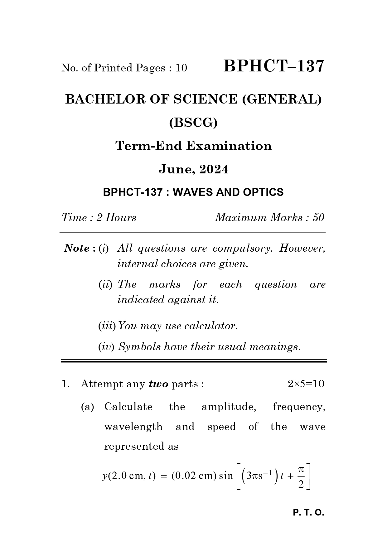 IGNOU BPHCT 137 Solved Previous Year Question Paper – June 2024 (English Medium) – Download PDF