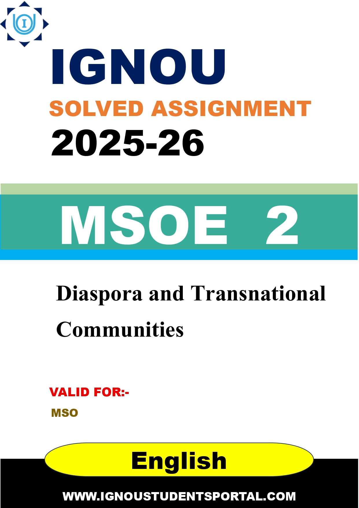 IGNOU MSOE 2 Solved Assignment 2025-2026: Diaspora and Transnational Communities (English Medium) | IGNOU Students Portal