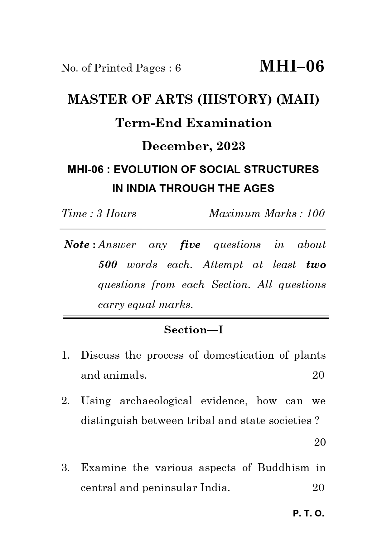 IGNOU MHI 06 Solved Previous Year Question Paper – December 2023 (Hindi Medium) – Download PDF