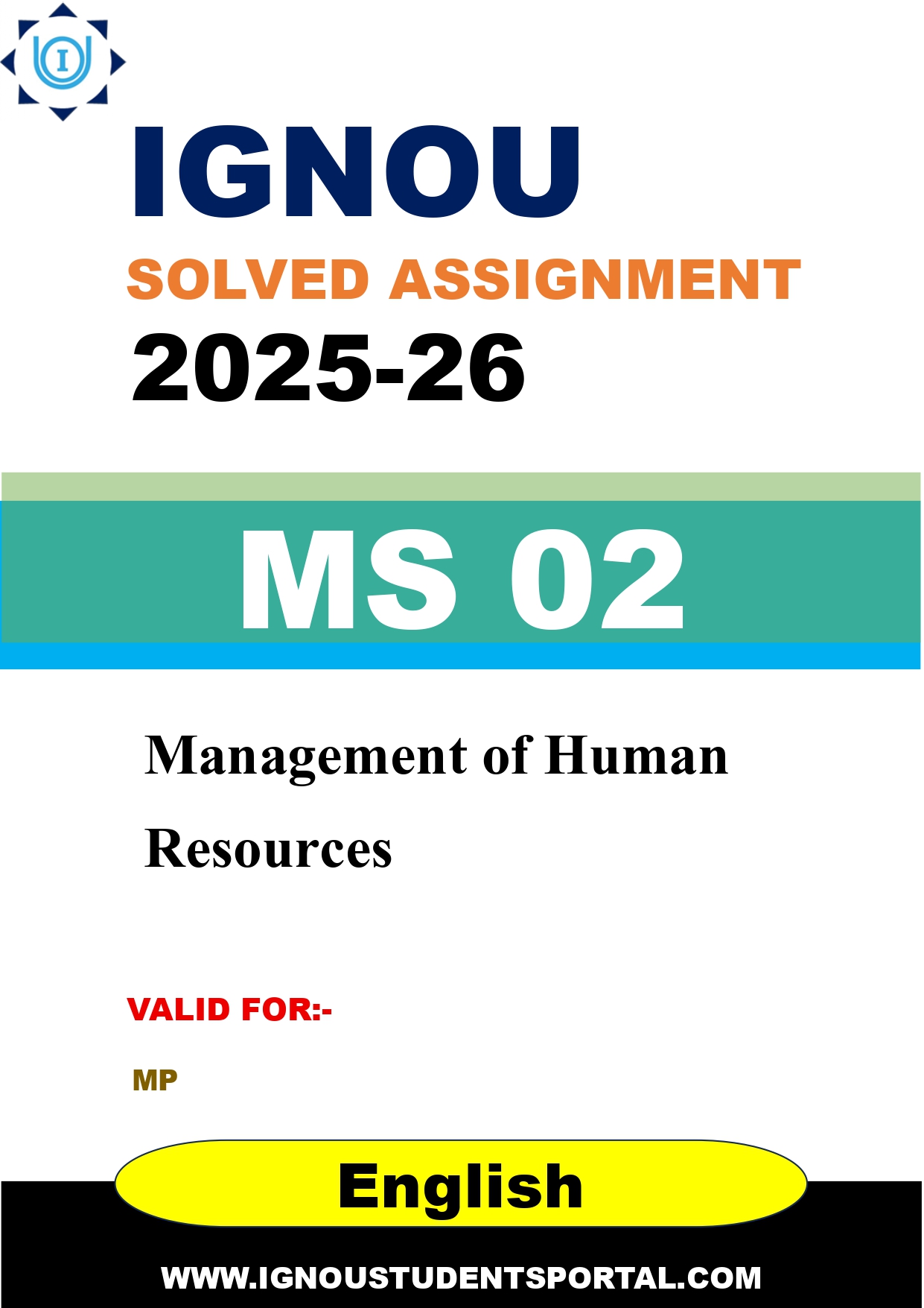 IGNOU MS 02 Solved Assignment 2025-2026: Management of Human Resources (English Medium) | IGNOU Students Portal
