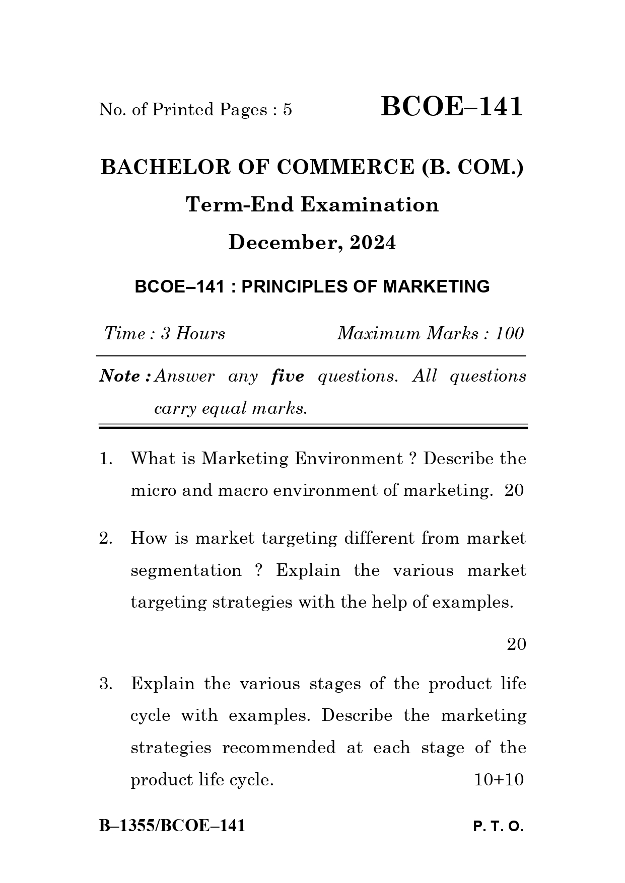 IGNOU BCOE 141 Solved Previous Year Question Paper – December 2024 (English Medium) – Download PDF