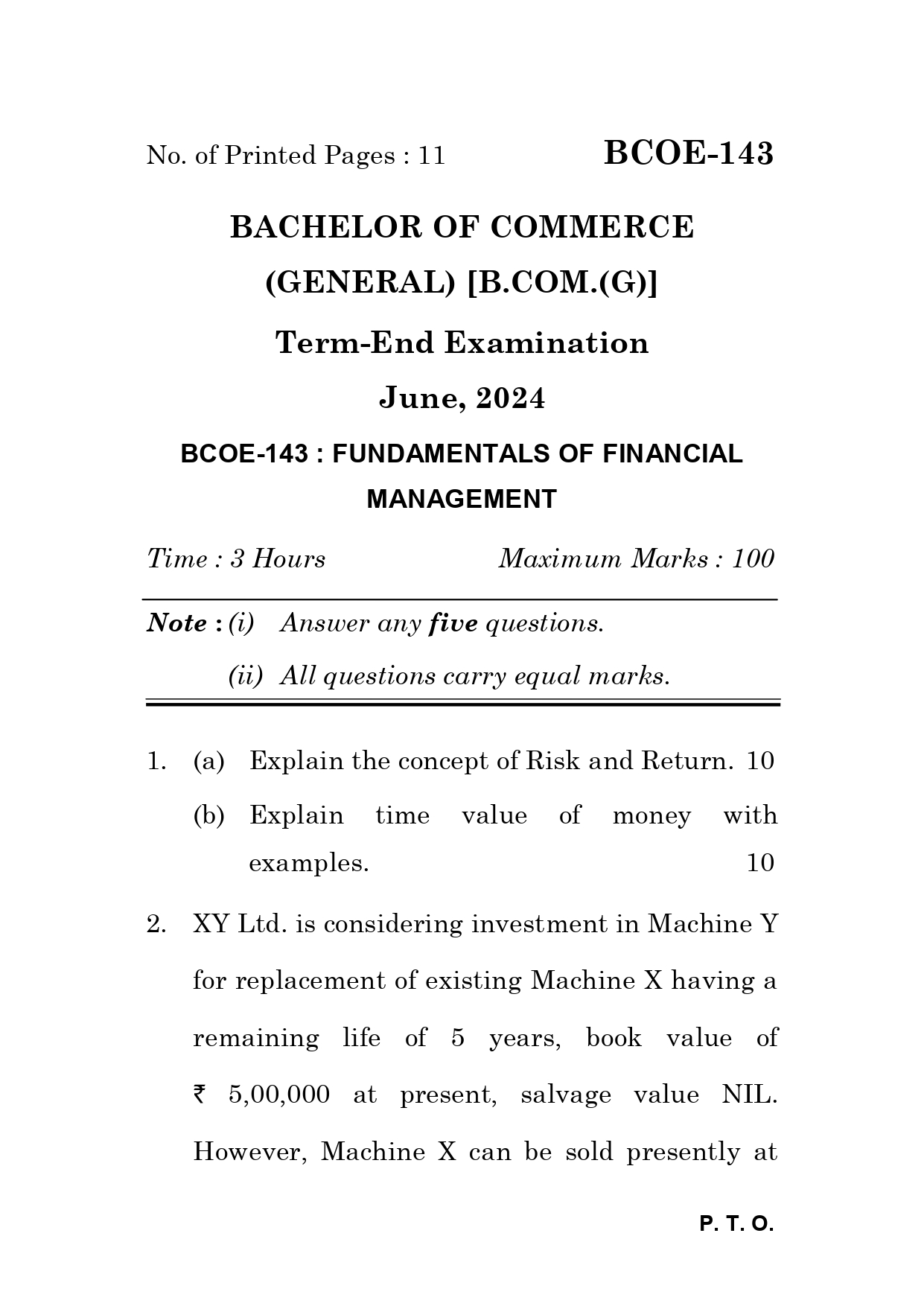 IGNOU BCOE 143 Solved Previous Year Question Paper – June 2024 (English Medium) – Download PDF