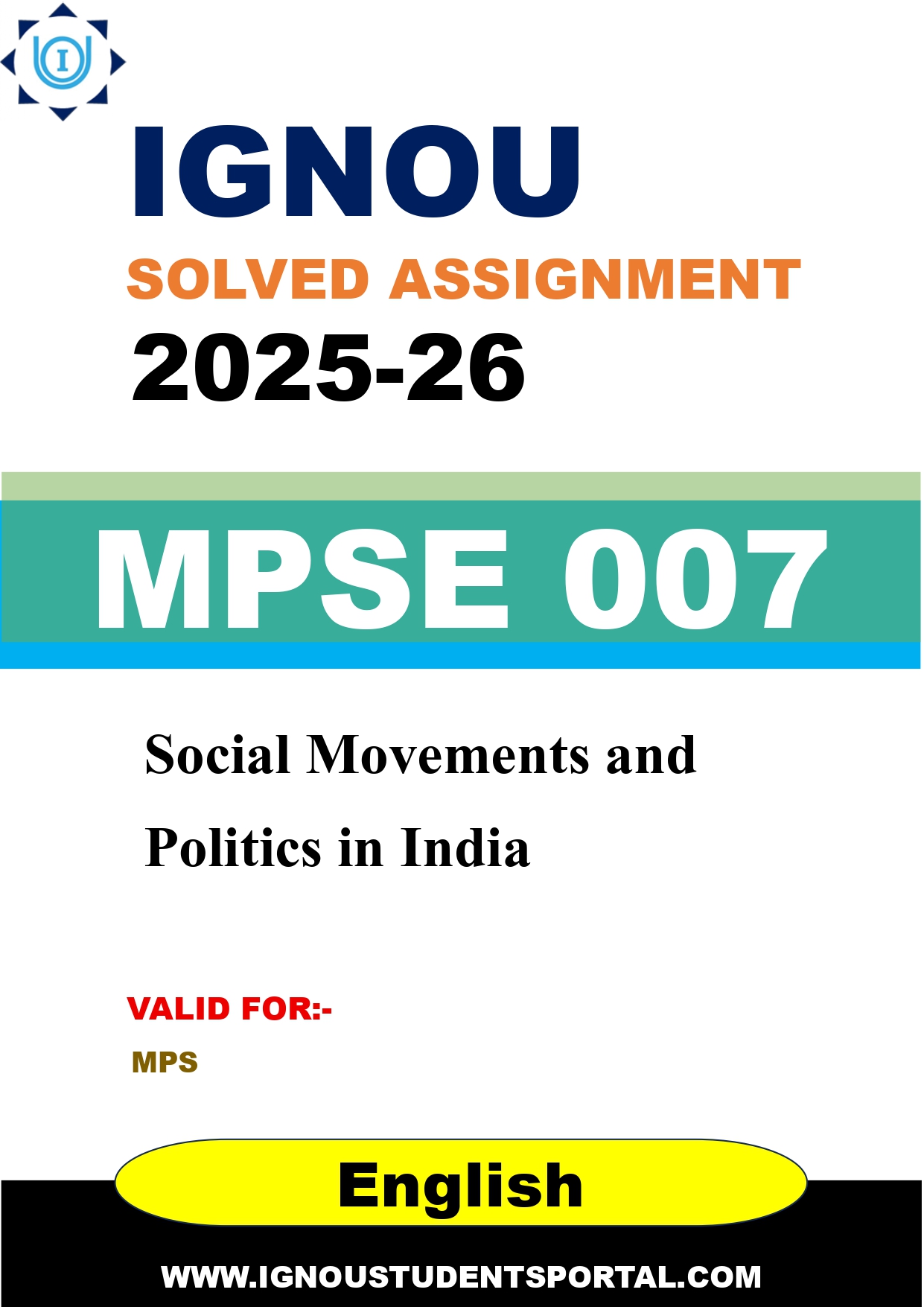 IGNOU MPSE 007 Solved Assignment 2025-2026 (English Medium) – Download PDF