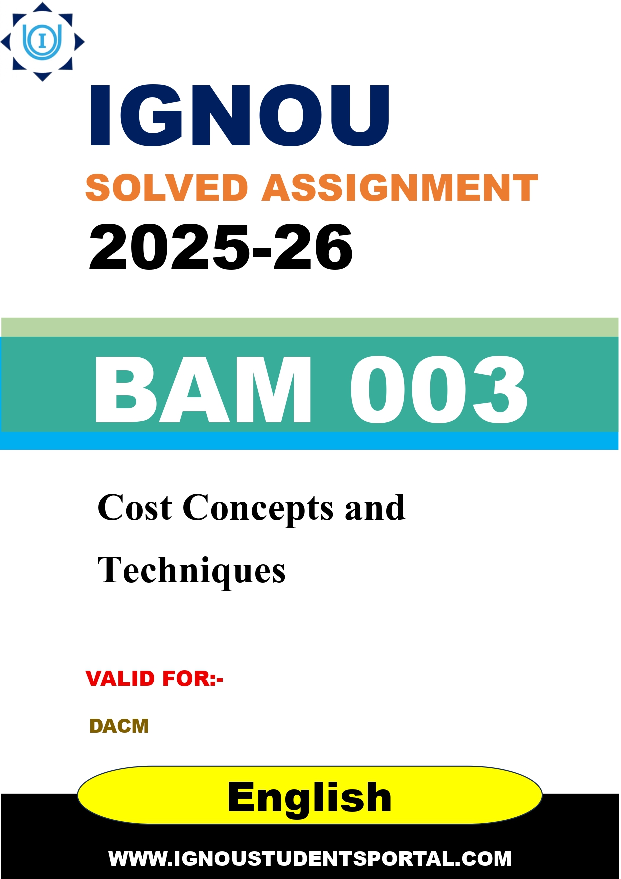 IGNOU BAM 003 Solved Assignment 2025-2026 (English Medium) – Download PDF