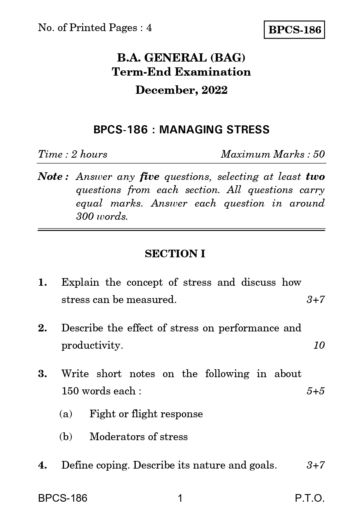 IGNOU BPCS 186 Solved Previous Year Question Paper – December 2022 (English Medium) – Download PDF