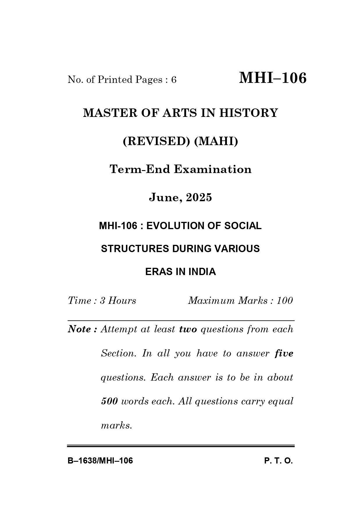 IGNOU MHI 106 Solved Previous Year Question Paper – June 2025 (Hindi Medium) – Download PDF