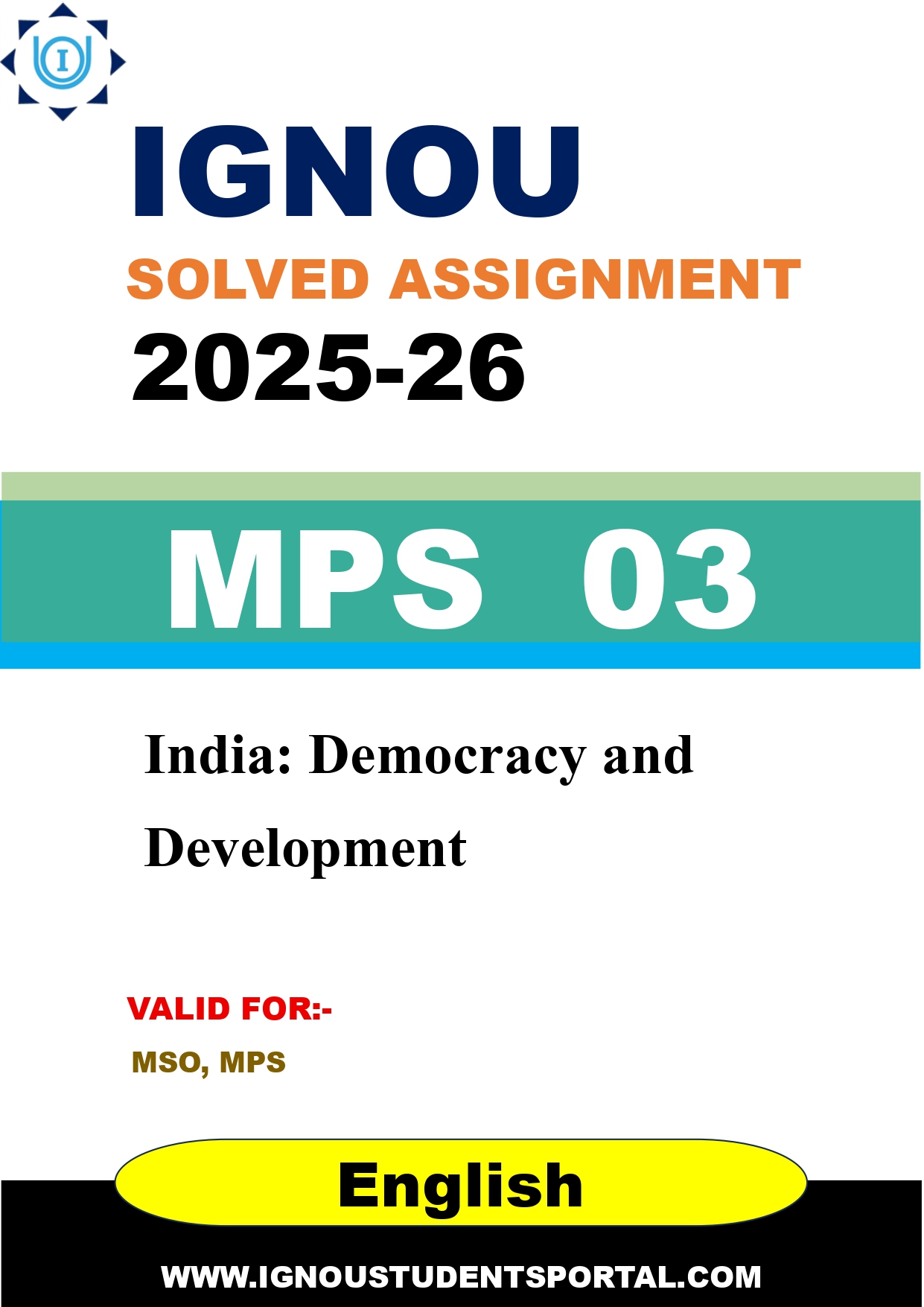 IGNOU MPS 03 Solved Assignment 2025-2026 (English Medium) – Download PDF