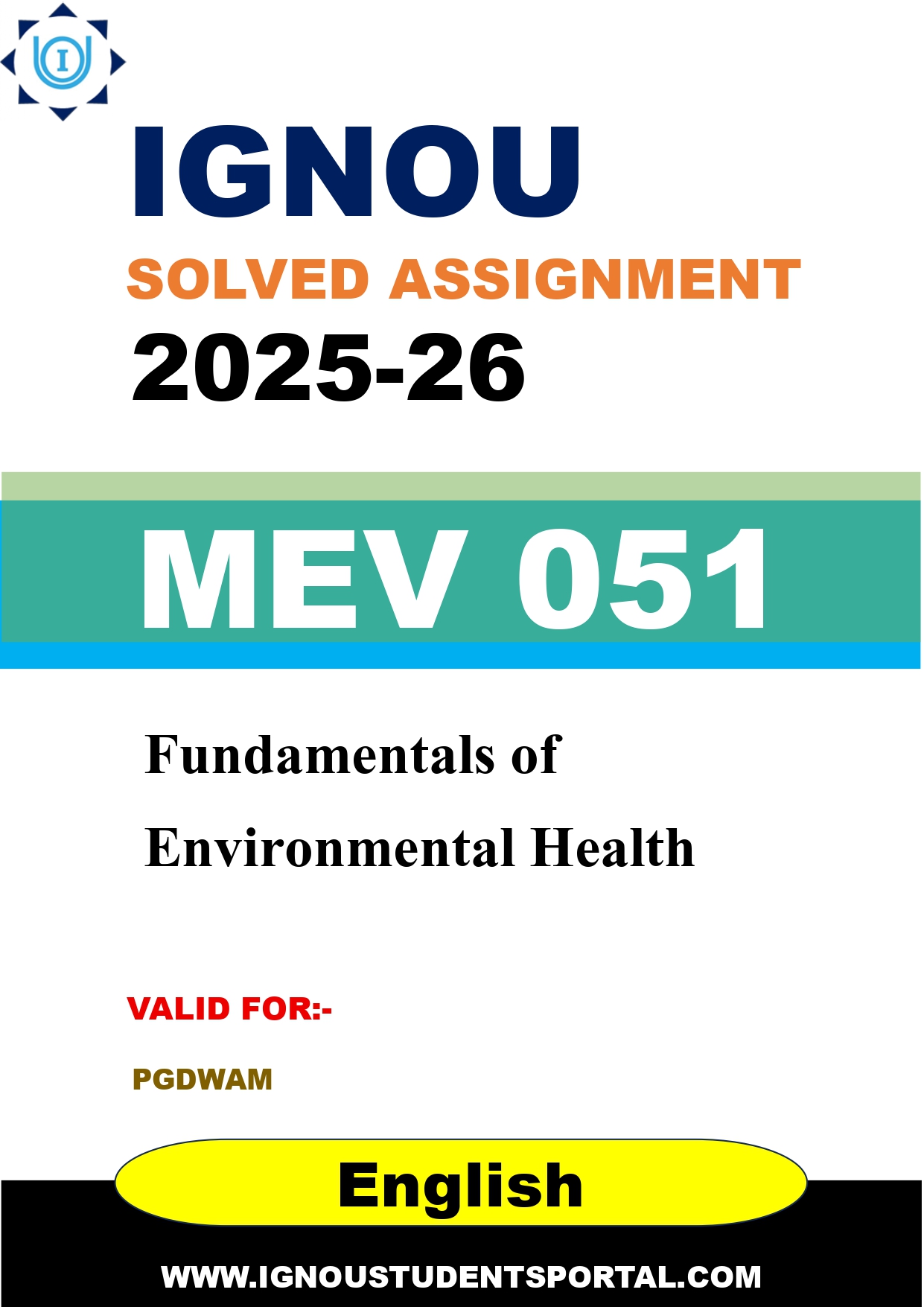 IGNOU MEV 051 Solved Assignment 2025-2026: Fundamentals of Environmental Health (English Medium) | IGNOU Students Portal