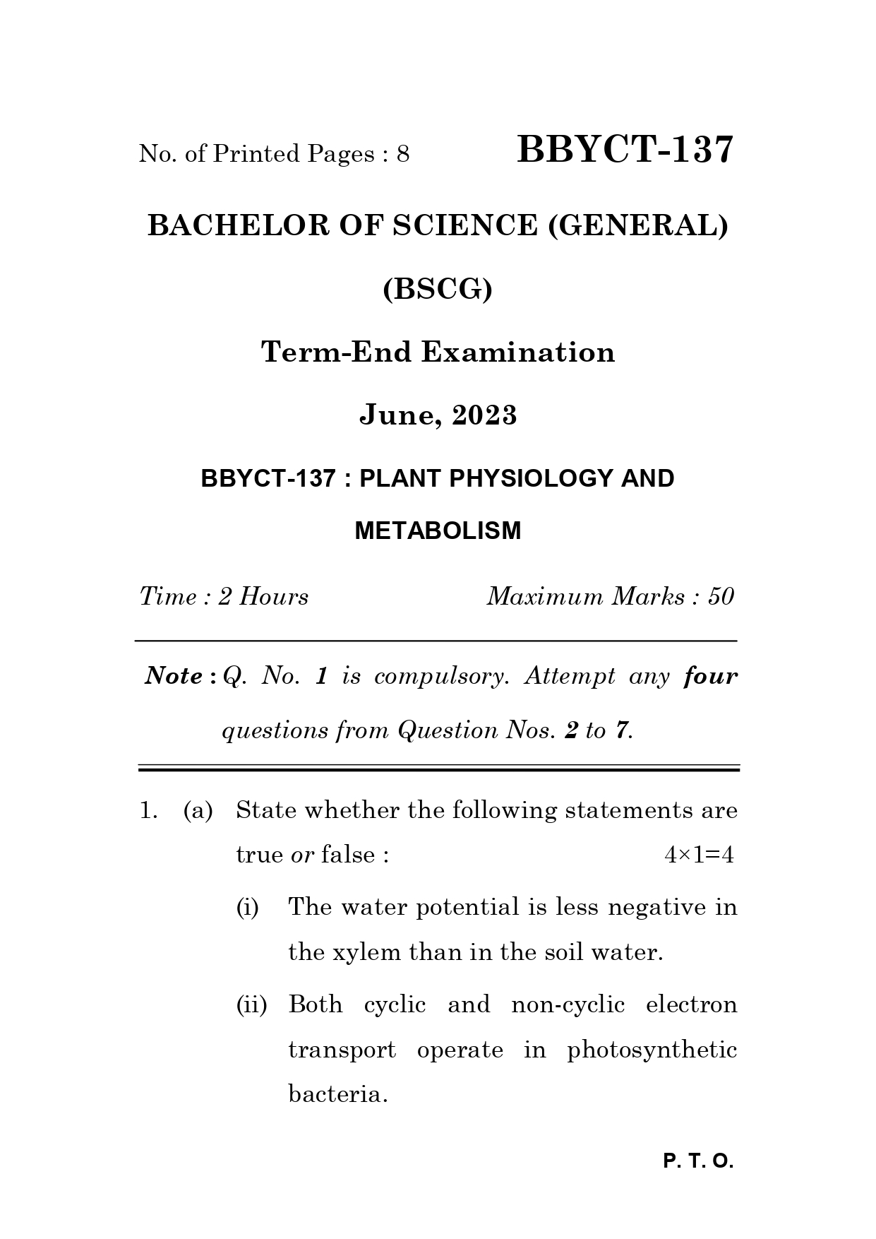 IGNOU BBYCT 137 Solved Previous Year Question Paper – June 2023 (English Medium) – Download PDF