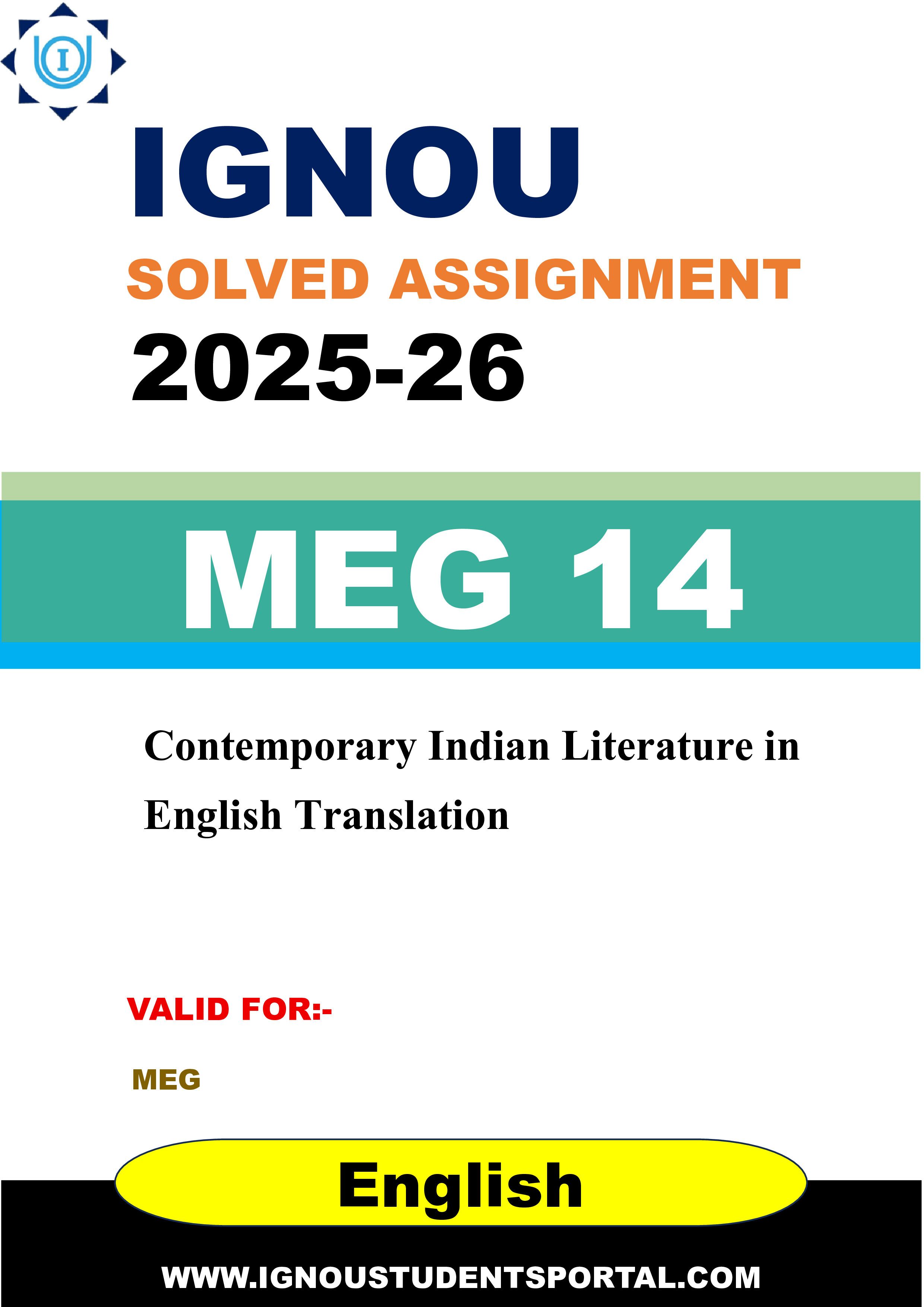 IGNOU MEG 14 Solved Assignment 2025-2026: Contemporary Indian Literature in English Translation (English Medium) | IGNOU Students Portal