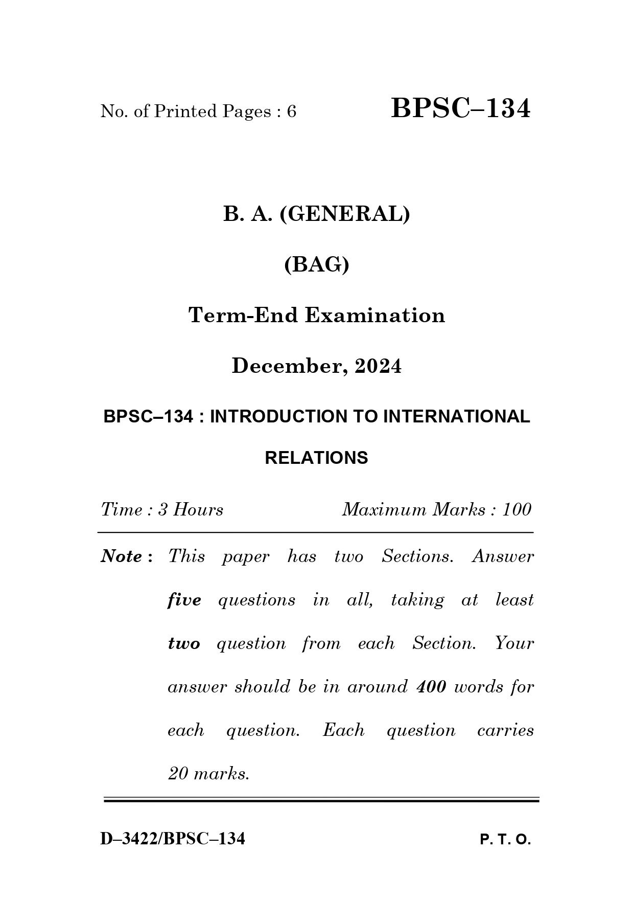 IGNOU BPSC 134 Solved Previous Year Question Paper – December 2024 (English Medium) – Download PDF