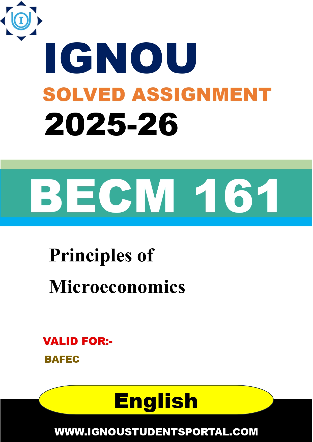 IGNOU BECM 161 Solved Assignment 2025-2026 (English Medium) – Download PDF