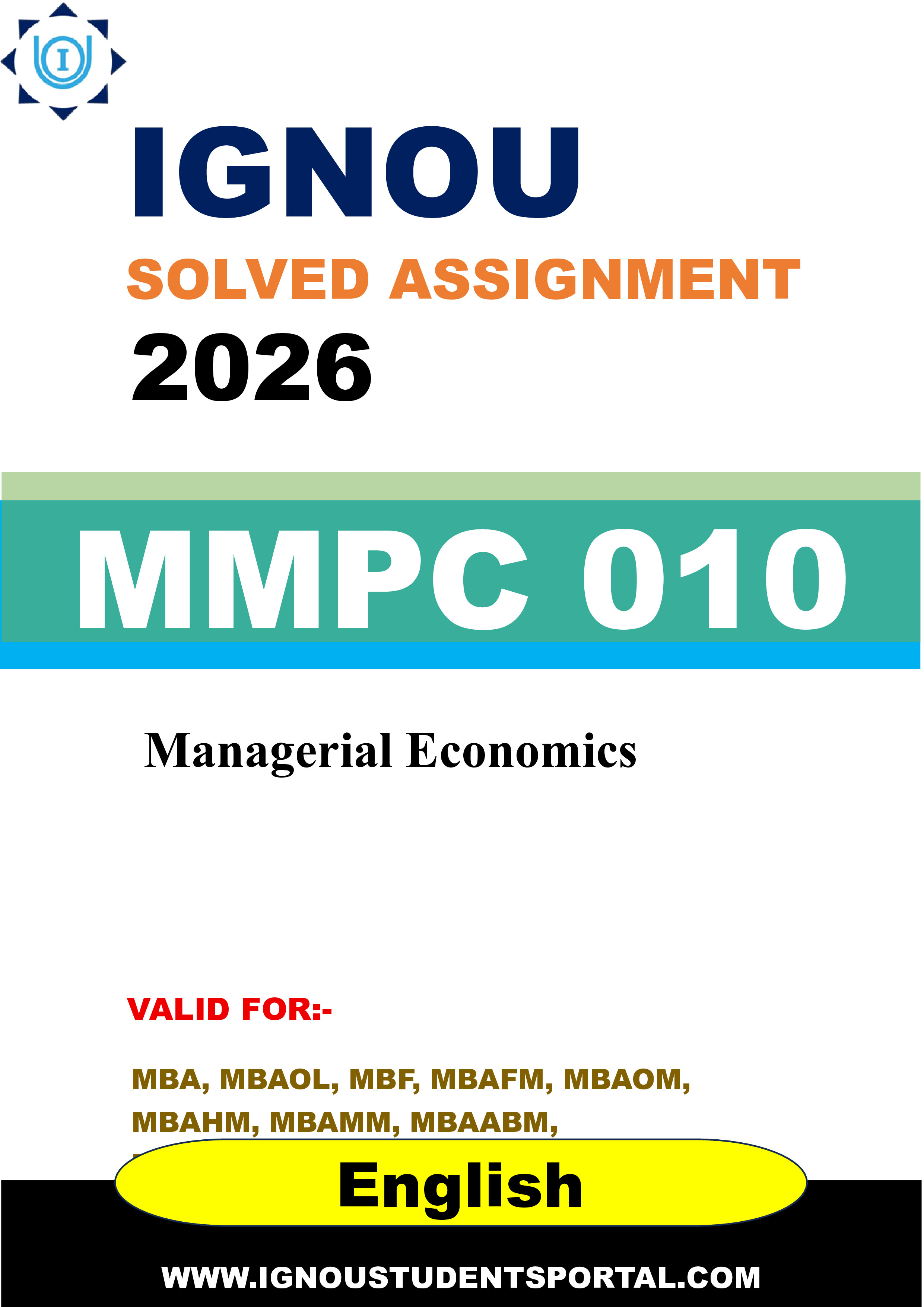 IGNOU MMPC 010 Solved Assignment 2026-26: Managerial Economics (English Medium) | IGNOU Students Portal
