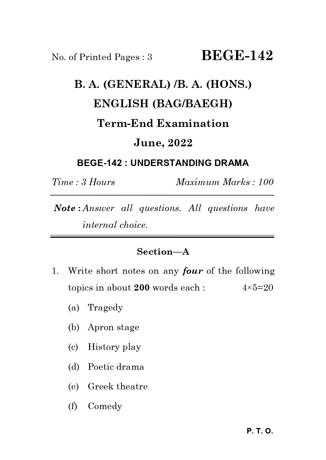 IGNOU BEGE 142 Solved Previous Year Question Paper – June 2022 (English Medium) – Download PDF