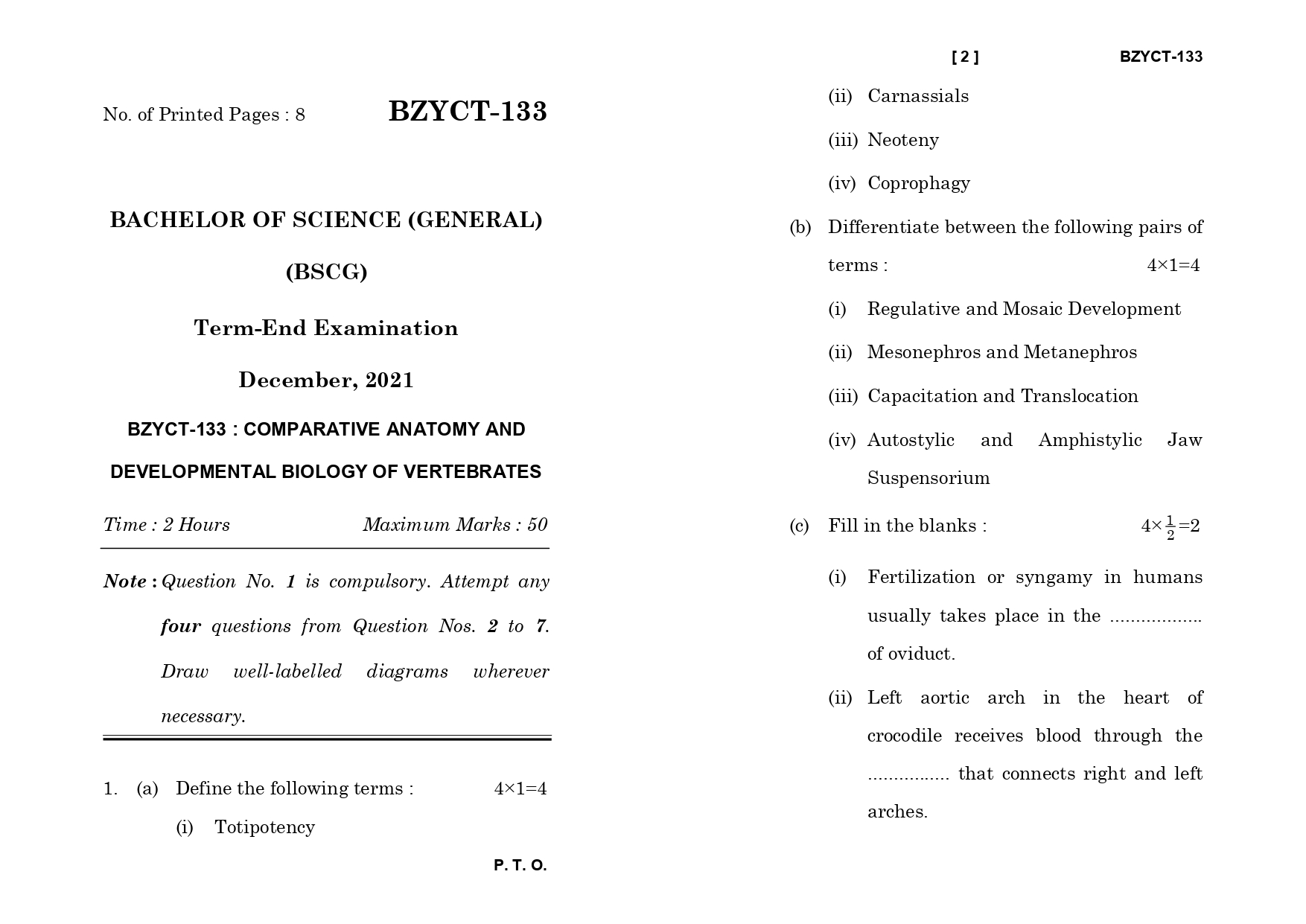 IGNOU BZYCT 133 Solved Previous Year Question Paper – june 2021 (English Medium) – Download PDF