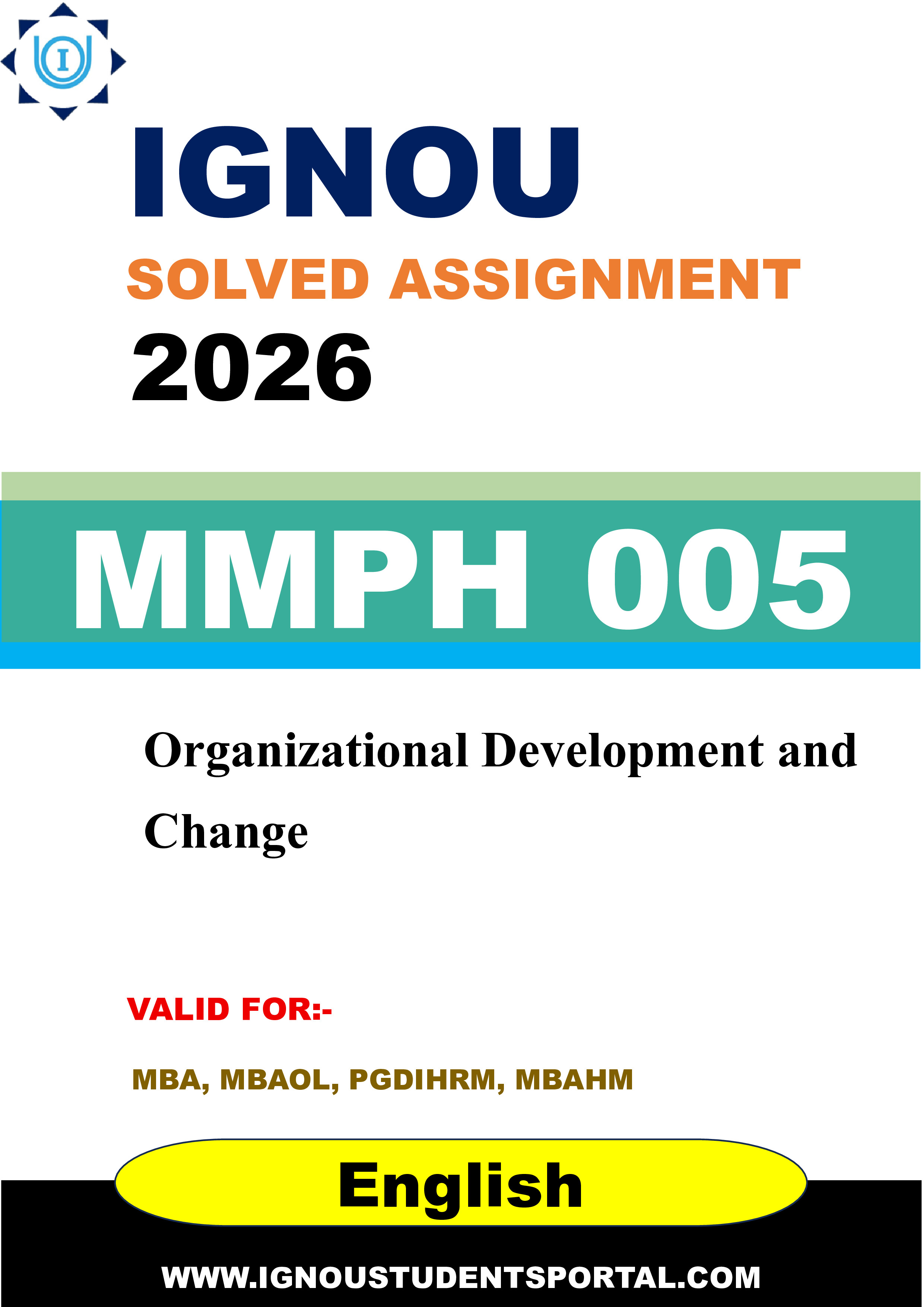 IGNOU MMPH 005 Solved Assignment 2026-26: Organizational Development and Change (English Medium) | IGNOU Students Portal