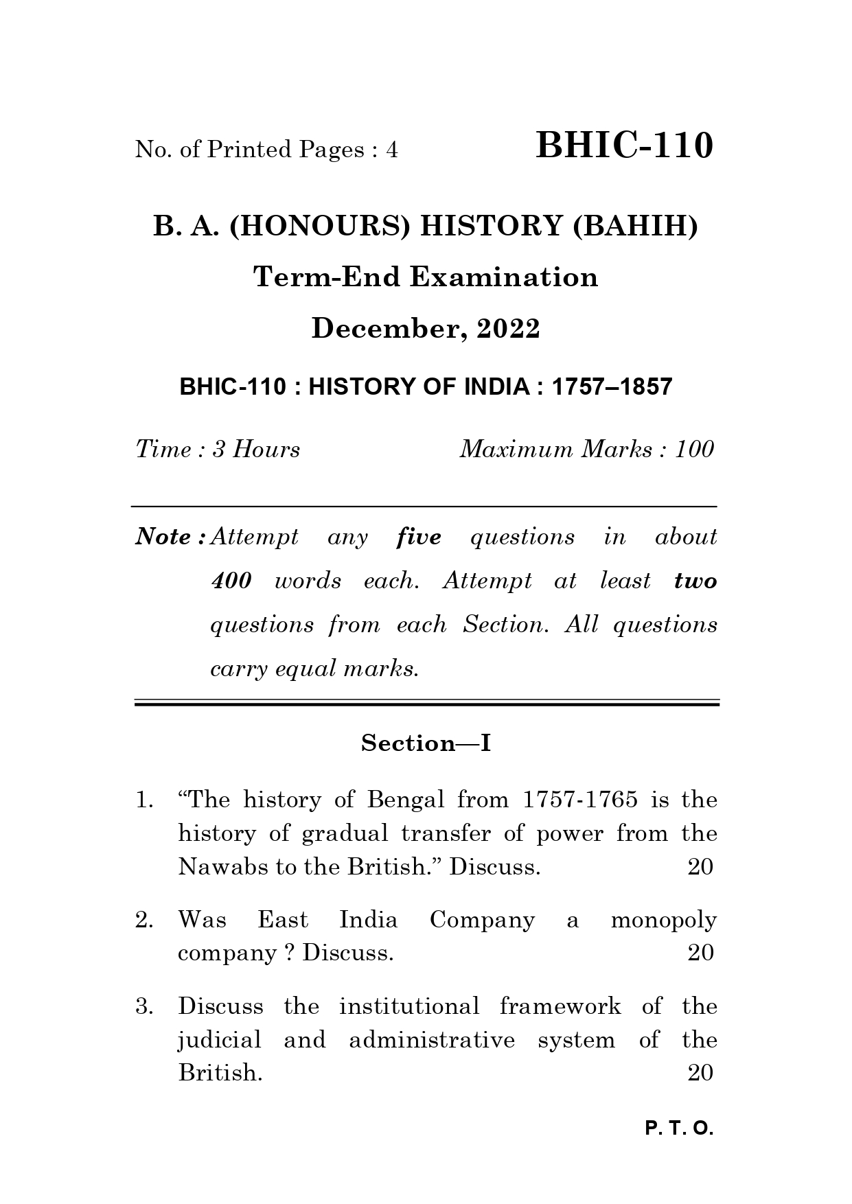 IGNOU BHIC 110 Solved Previous Year Question Paper – December 2022 (English Medium) – Download PDF