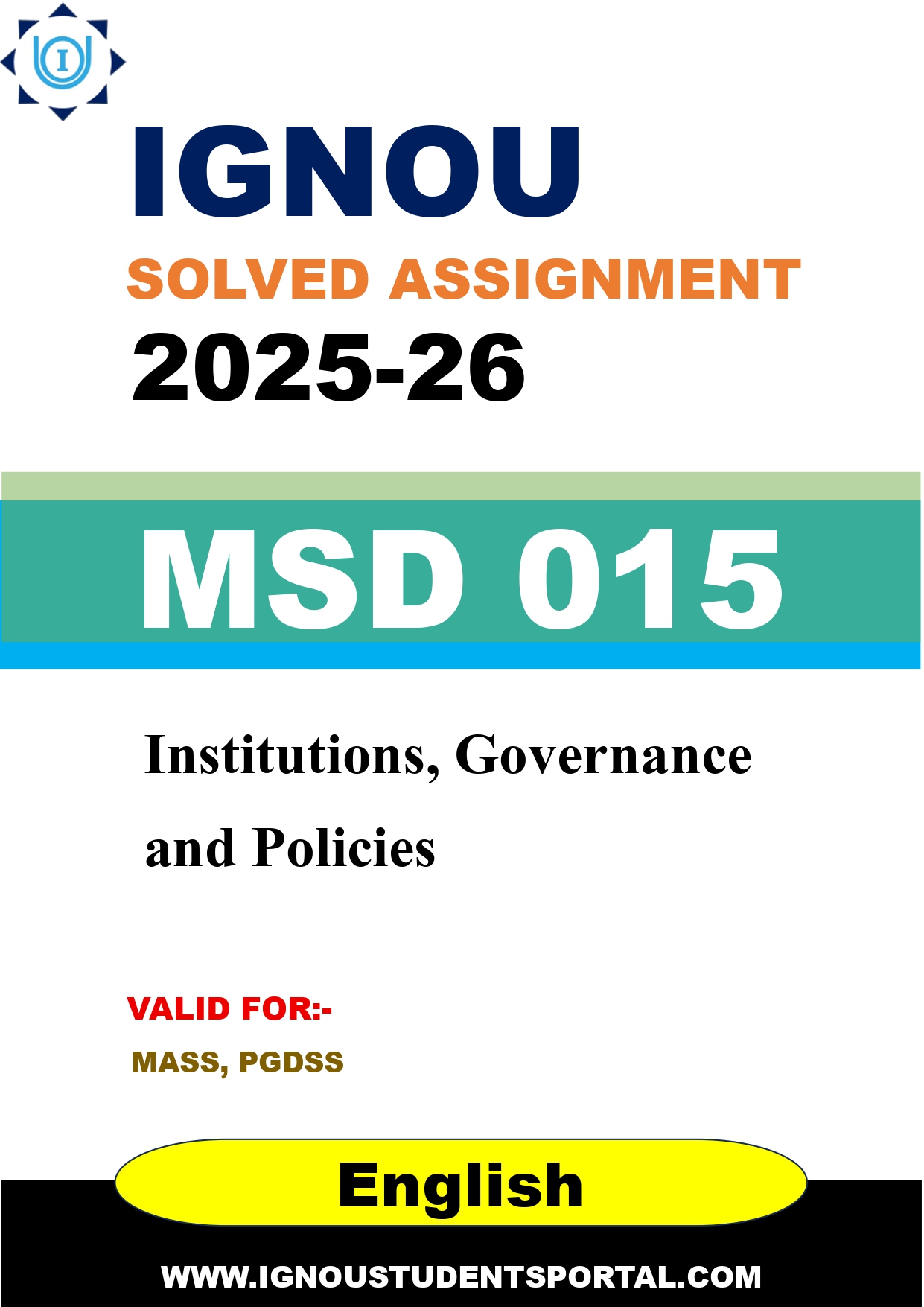 IGNOU MSD 015 Solved Assignment 2025-2026 (English Medium) – Download PDF