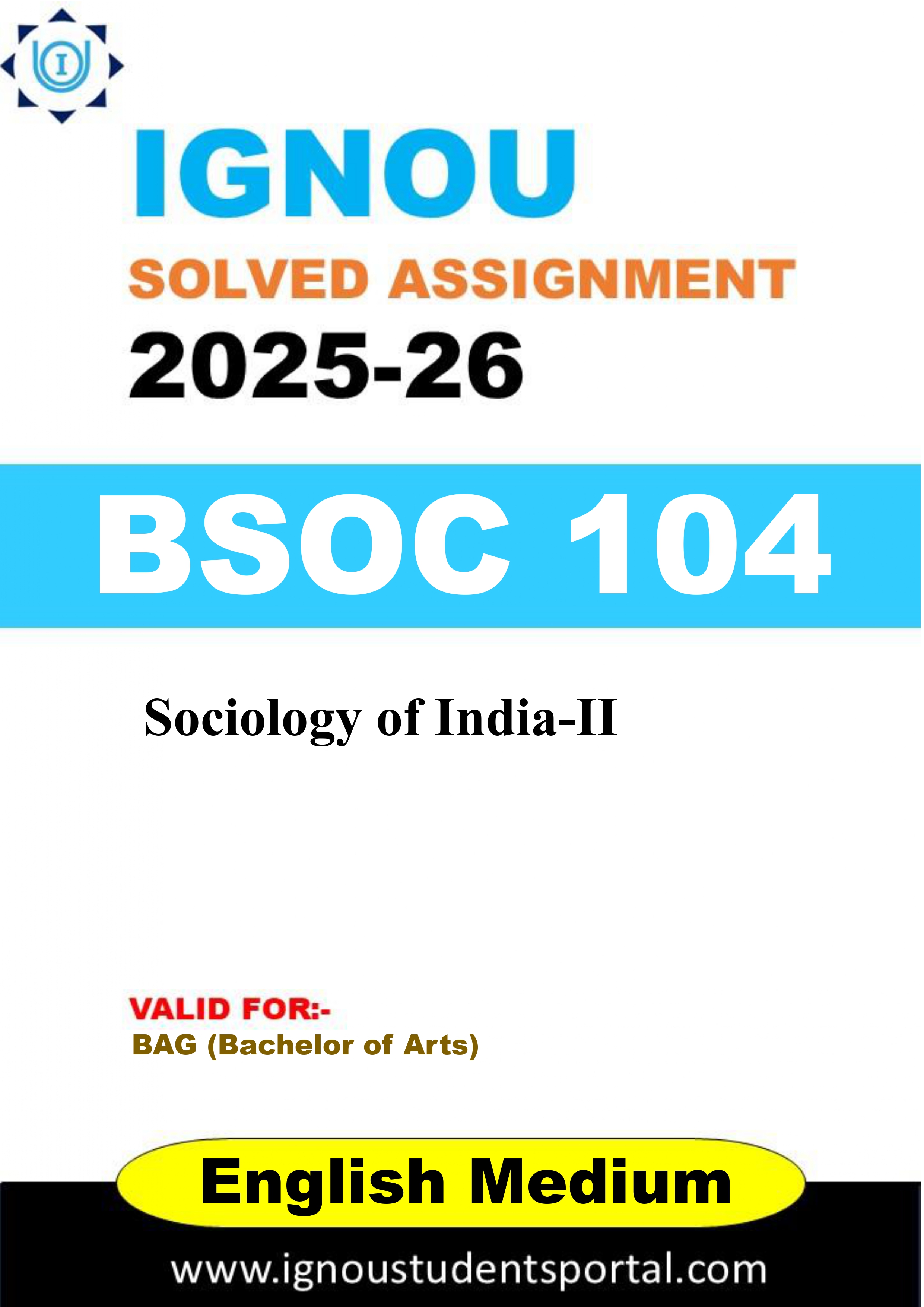 IGNOU BSOC 104 Solved Assignment 2025-2026 (ENGLISH Medium) – Download PDF
