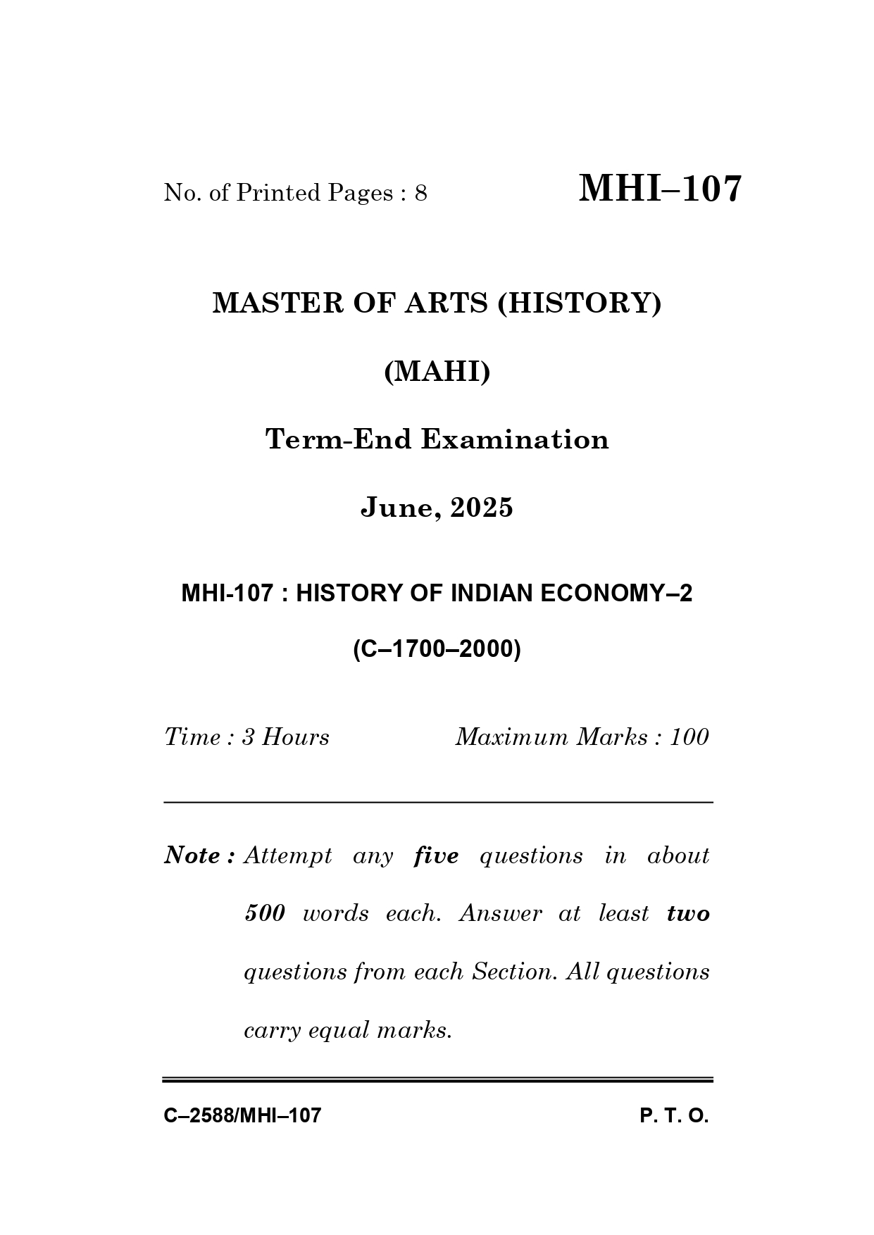 IGNOU MHI 107 Solved Previous Year Question Paper – June 2025 (Hindi Medium) – Download PDF