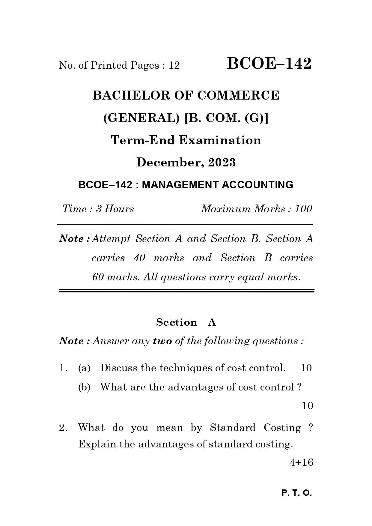 IGNOU BCOE 142 Solved Previous Year Question Paper – December 2023 (English Medium) – Download PDF
