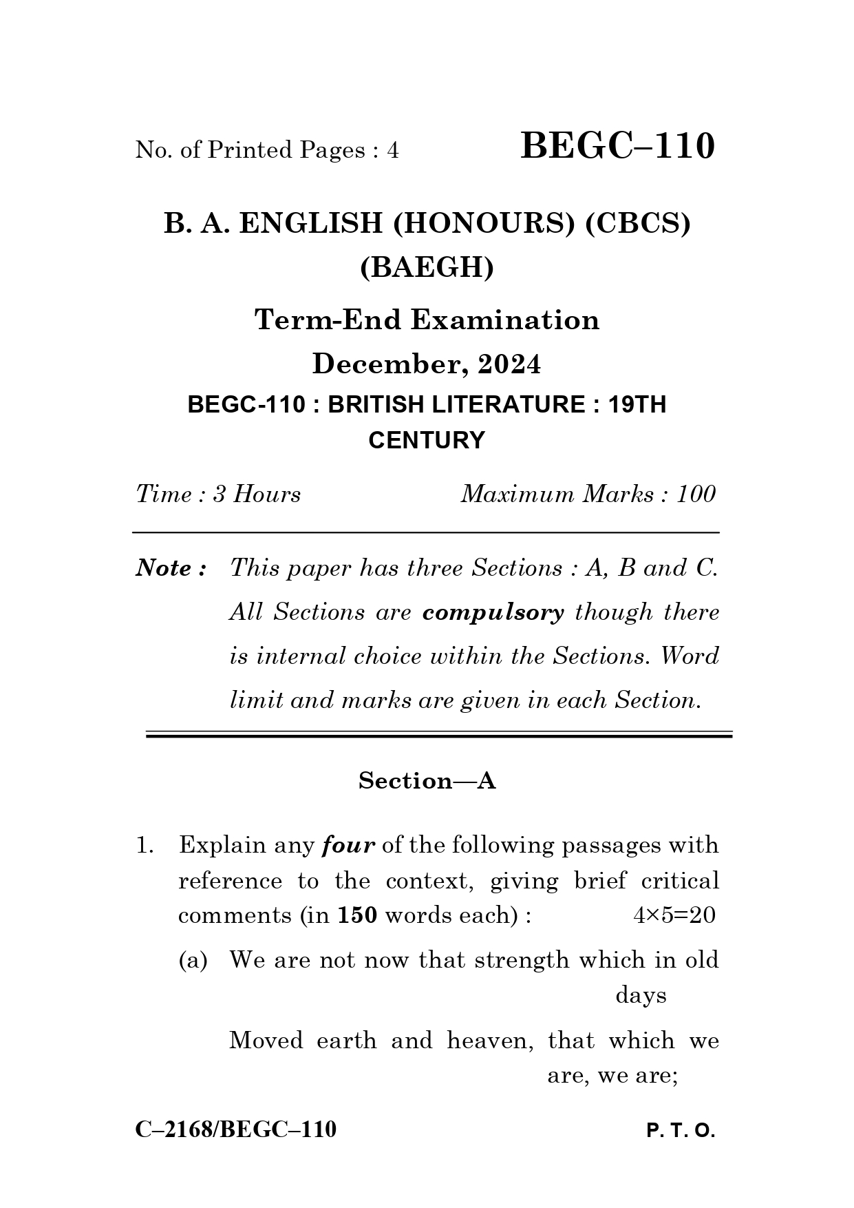 IGNOU BEGC 110 Solved Previous Year Question Paper – December 2024 (ENGLISH Medium) – Download PDF