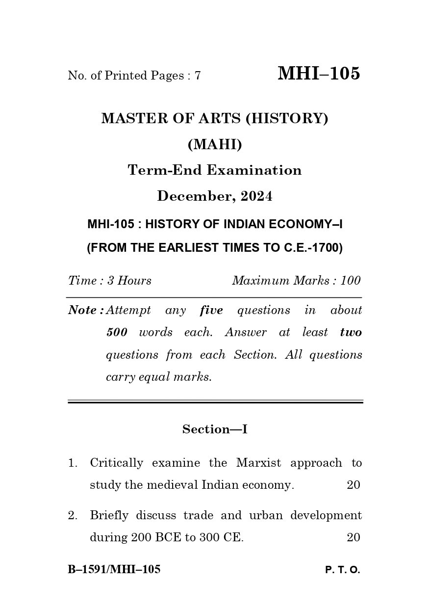 IGNOU MHI 105 Solved Previous Year Question Paper – June 2025 (Hindi Medium) – Download PDF