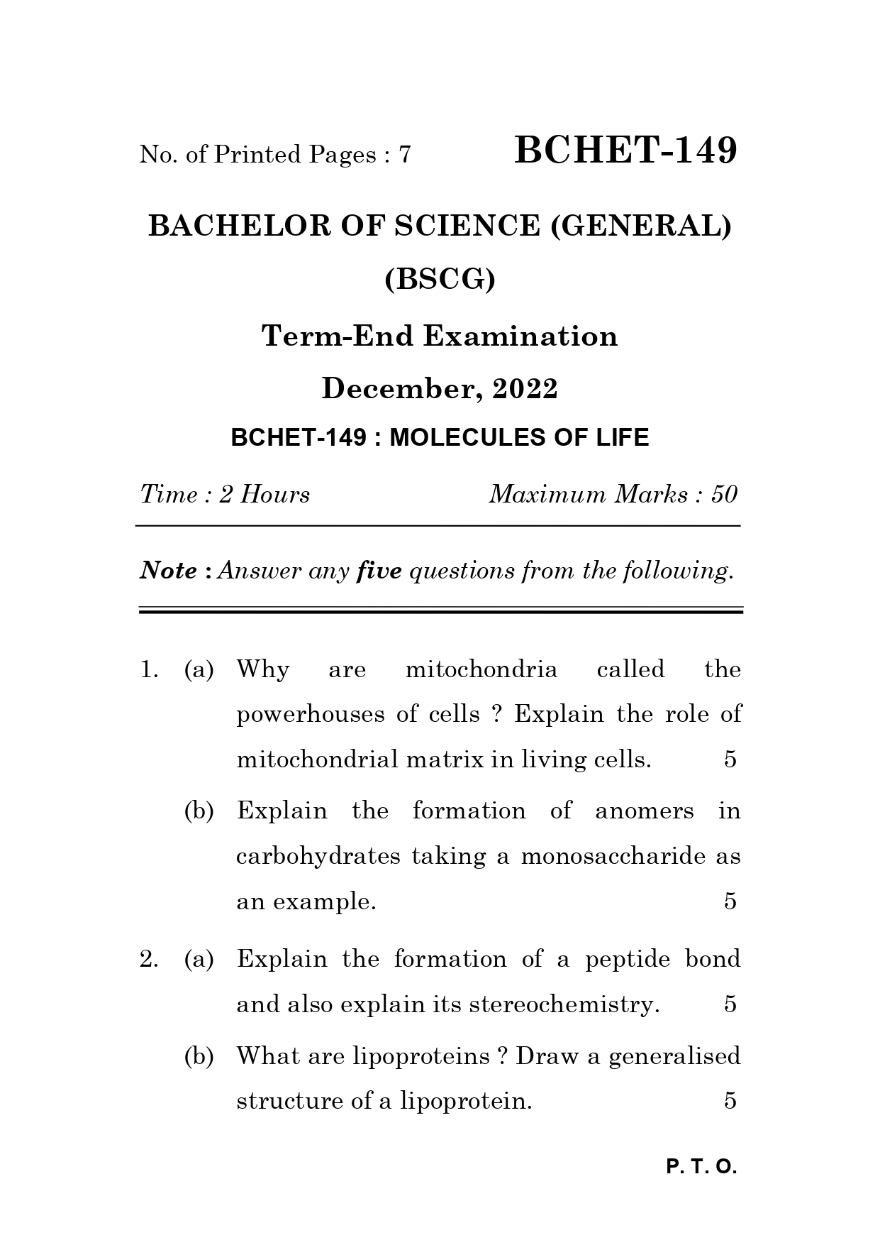 IGNOU BCHET 149 Solved Previous Year Question Paper –DECEMBER 2022 (ENGLISH Medium) – Download PDF