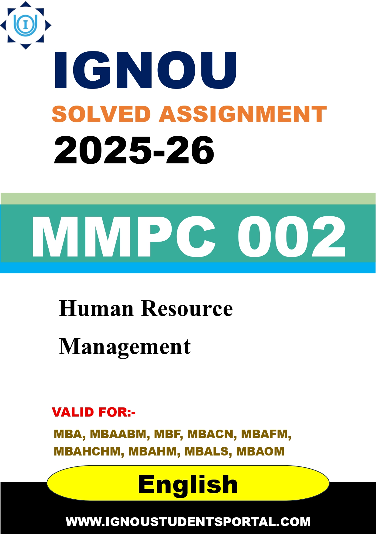 IGNOU MMPC 002 Solved Assignment 2025-2026: Human Resource Management (English Medium) | IGNOU Students Portal