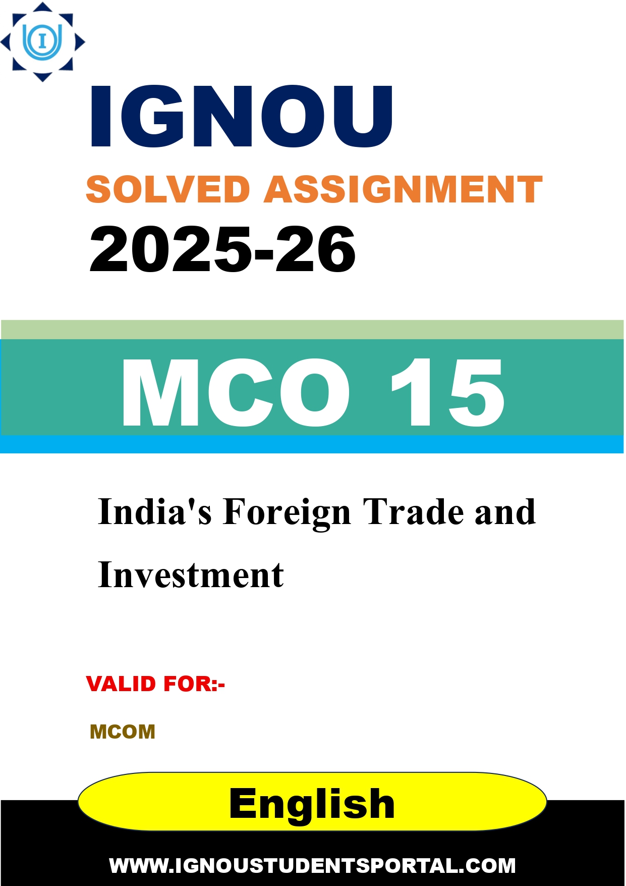 IGNOU MCO 15 Solved Assignment 2025-2026: India's Foreign Trade and Investment (English Medium) | IGNOU Students Portal