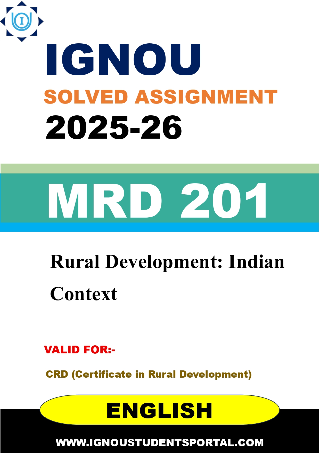 IGNOU MRD 201 Solved Assignment 2025-2026 (ENGLISH Medium) – Download PDF