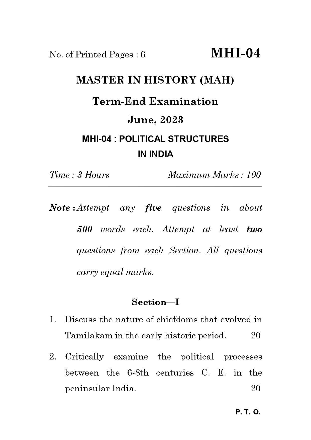 IGNOU MHI 04 Solved Previous Year Question Paper – June 2023 (Hindi Medium) – Download PDF