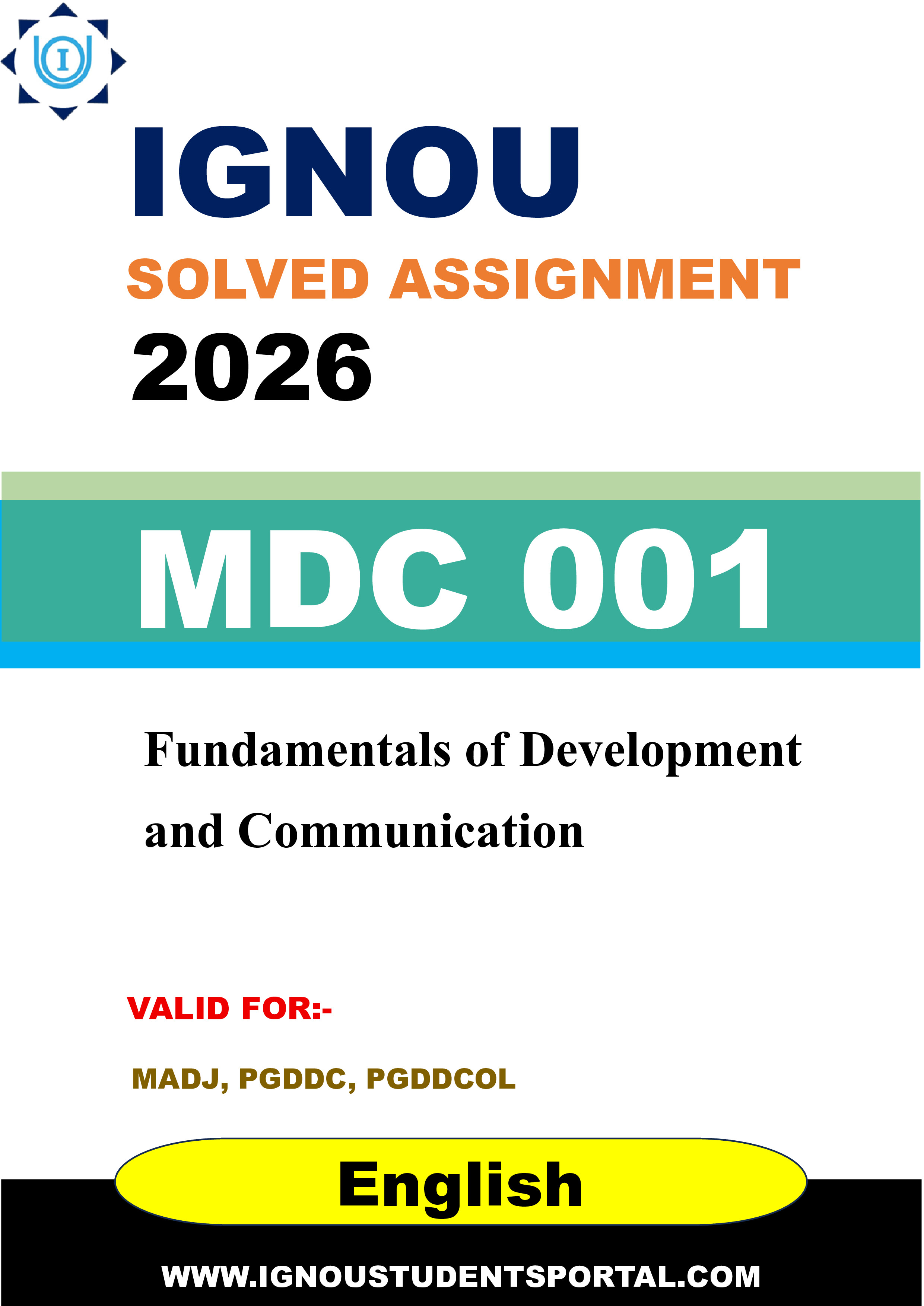 IGNOU MDC 001 Solved Assignment 2026-26: Fundamentals of Development and Communication (English Medium) | IGNOU Students Portal